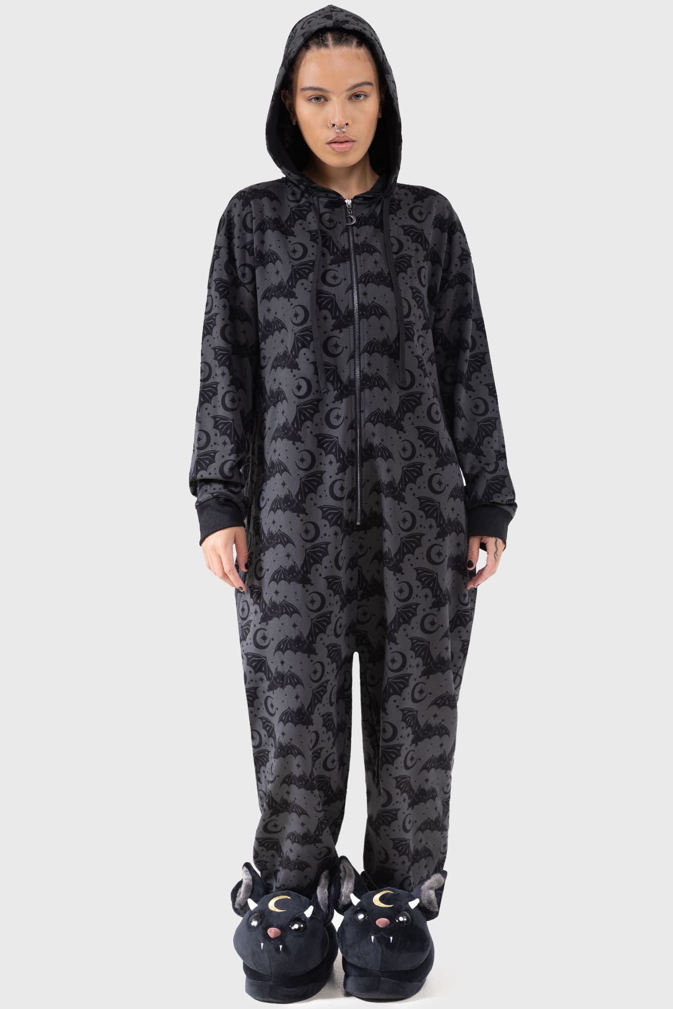 Killstar Cosmic Bat Hooded Onesie - Soft Cotton Pajamas