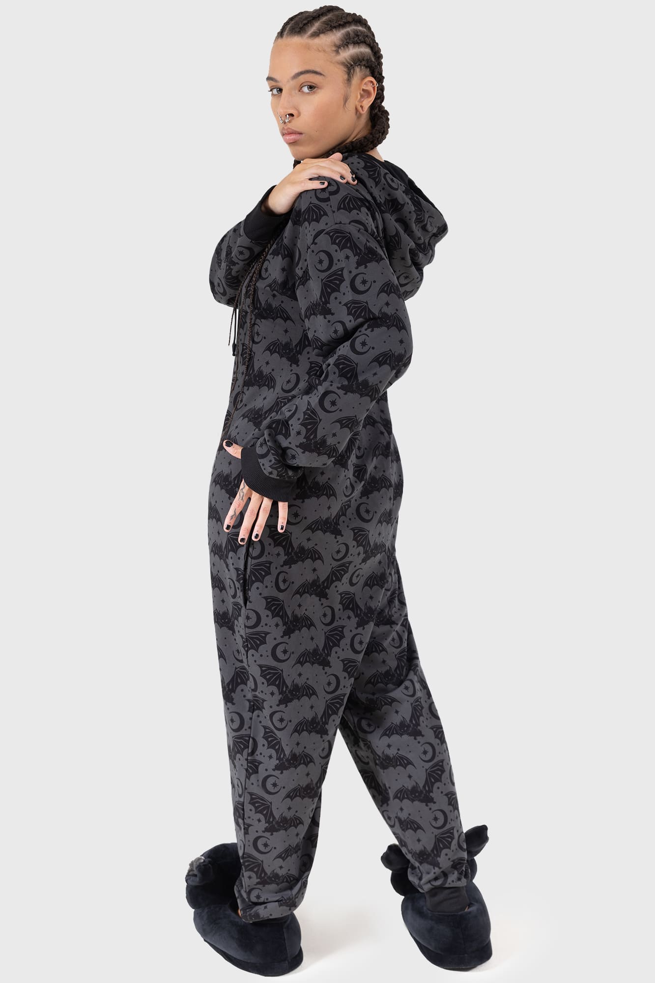 Killstar Cosmic Bat Hooded Onesie - Soft Cotton Pajamas