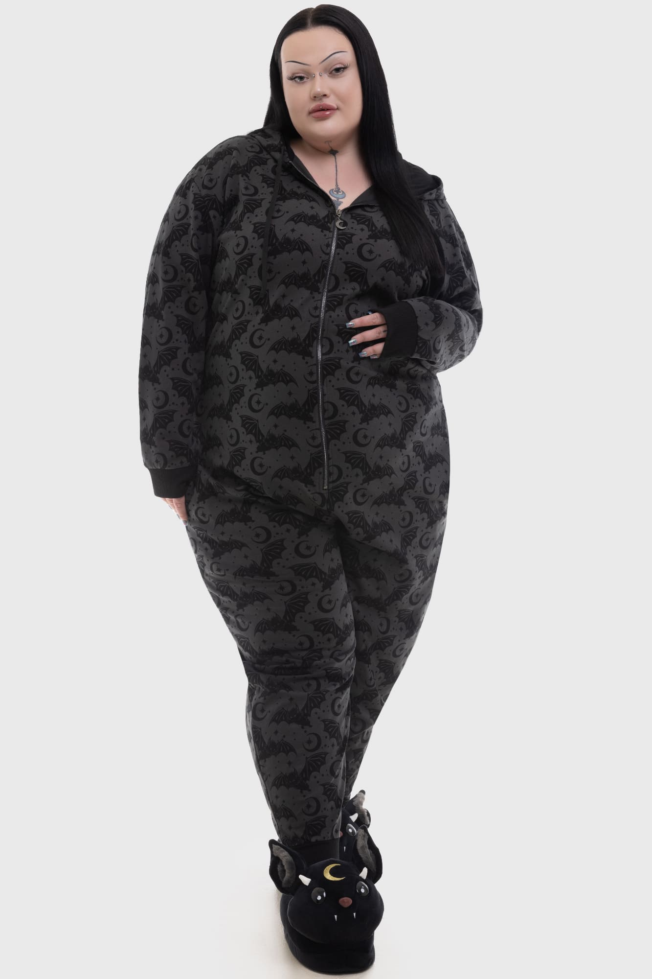 Killstar Cosmic Bat Hooded Onesie - Soft Cotton Pajamas