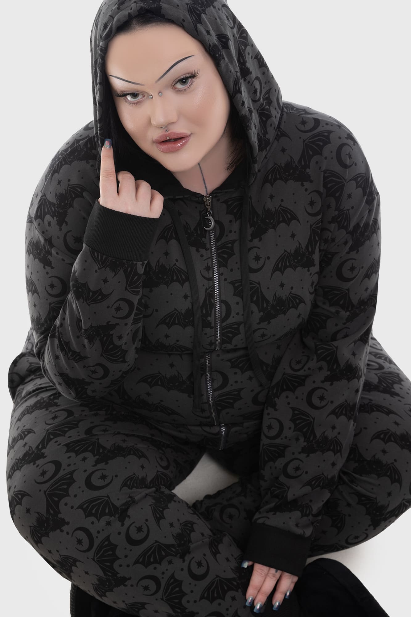 Killstar Cosmic Bat Hooded Onesie - Soft Cotton Pajamas