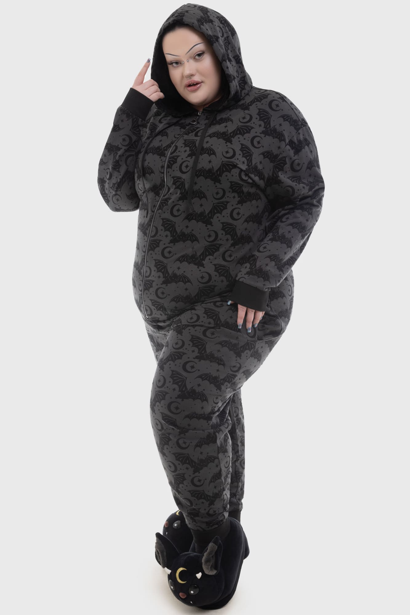 Killstar Cosmic Bat Hooded Onesie - Soft Cotton Pajamas