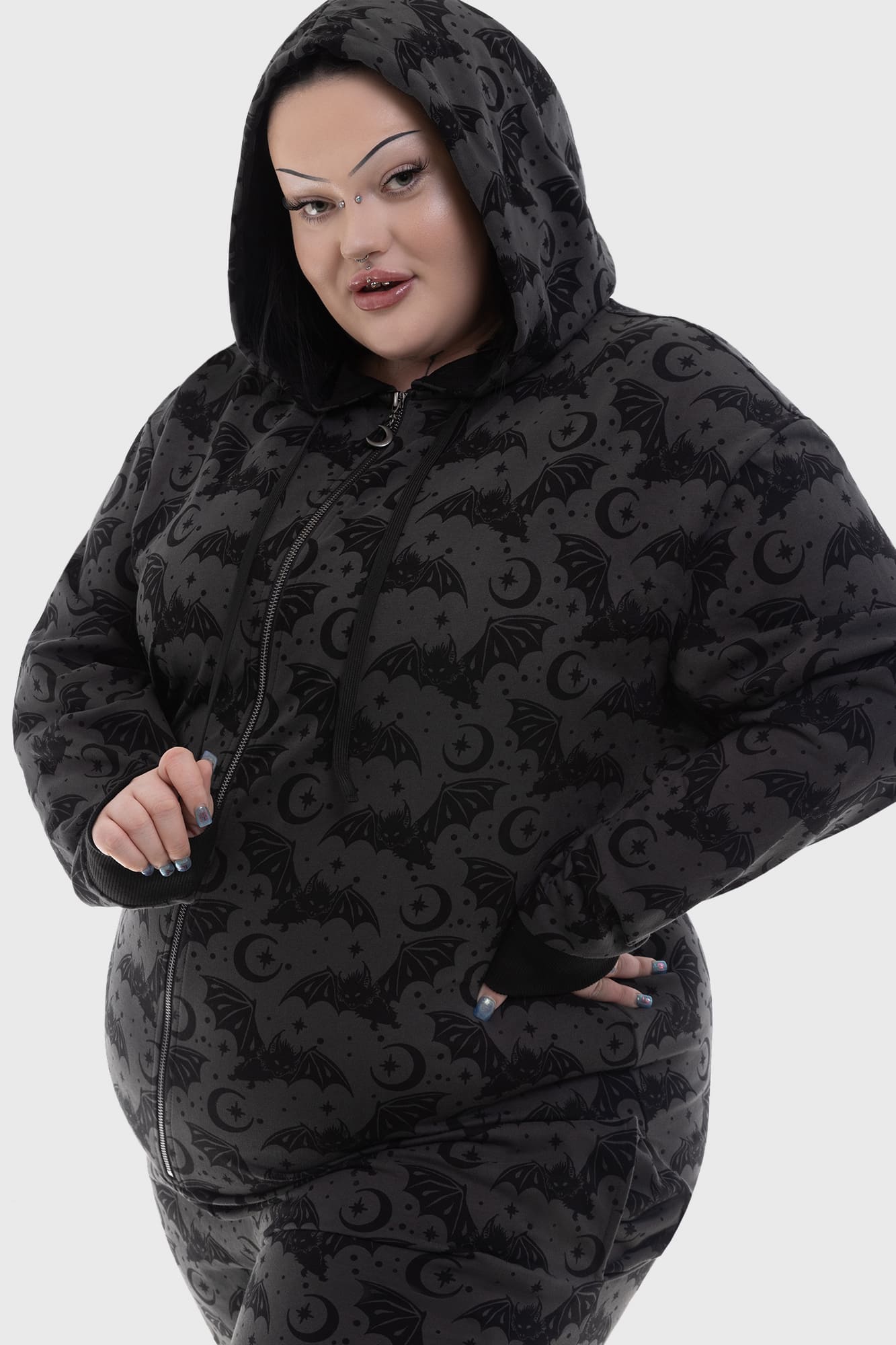Killstar Cosmic Bat Hooded Onesie - Soft Cotton Pajamas