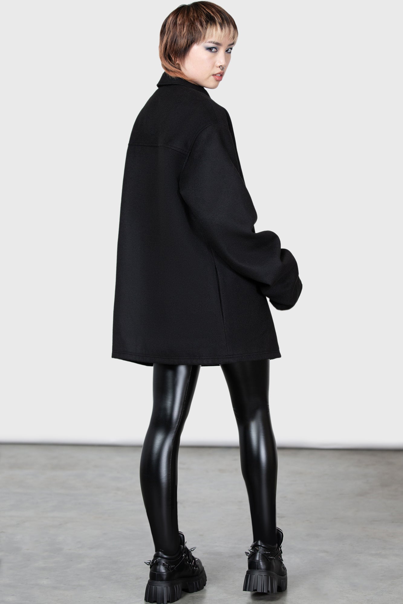 Killstar Incendiary Faux Wool Jacket with Sigil Patches - Unisex