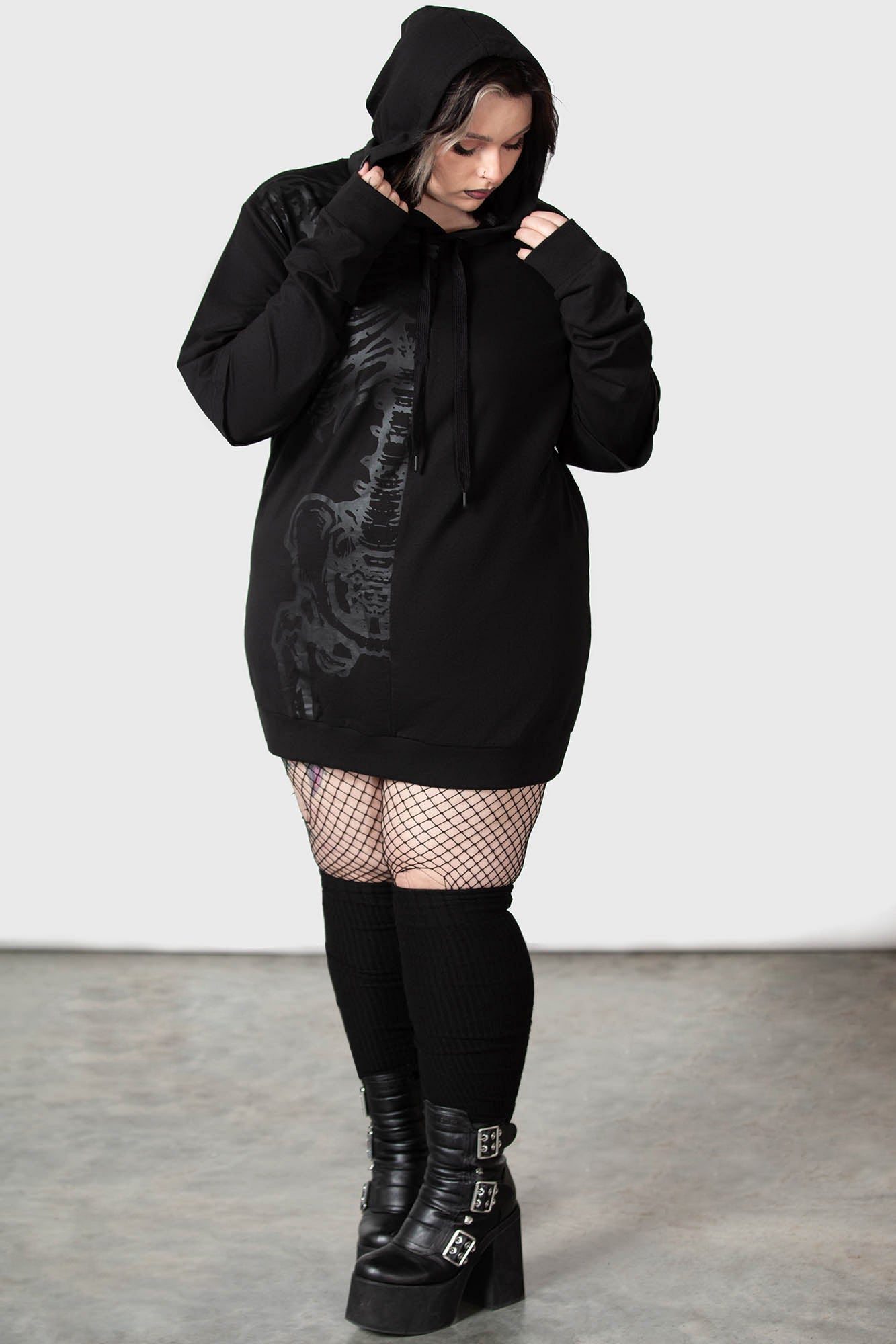 Killstar Bad2the Black Cotton Hoodie with Drawstring