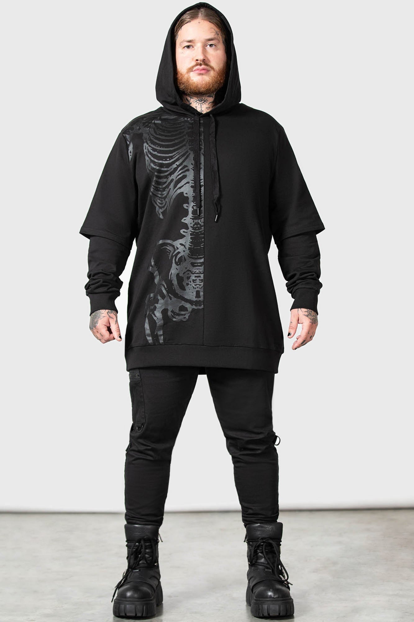 Killstar Bad2the Black Cotton Hoodie with Drawstring