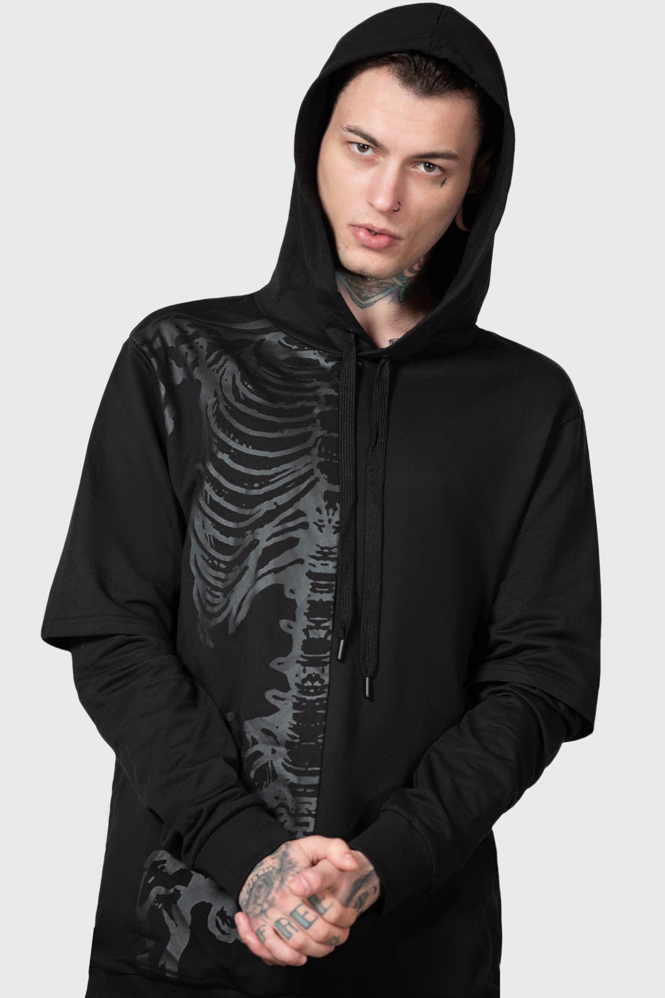 Killstar Bad2the Black Cotton Hoodie with Drawstring