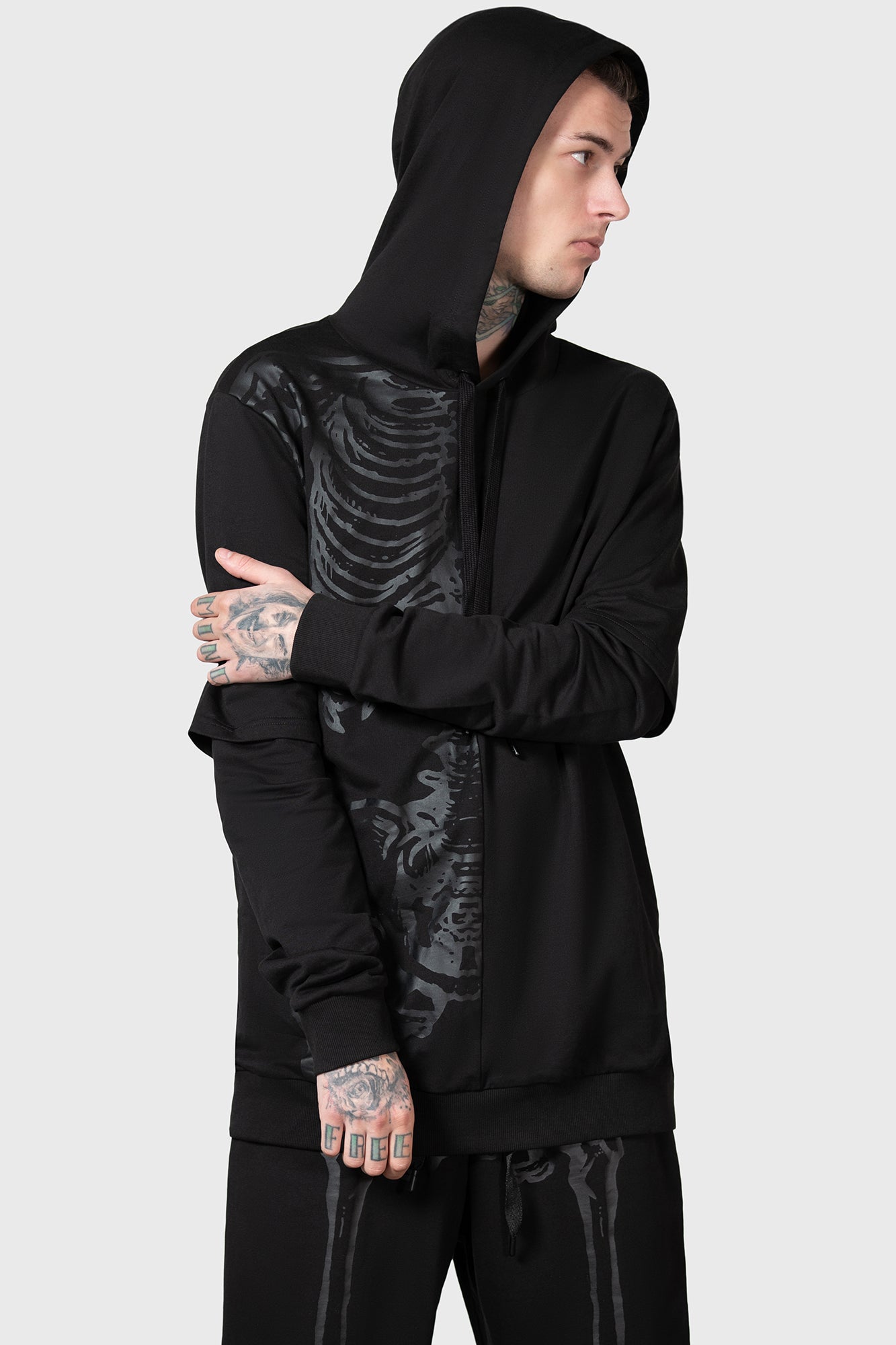 Killstar Bad2the Black Cotton Hoodie with Drawstring