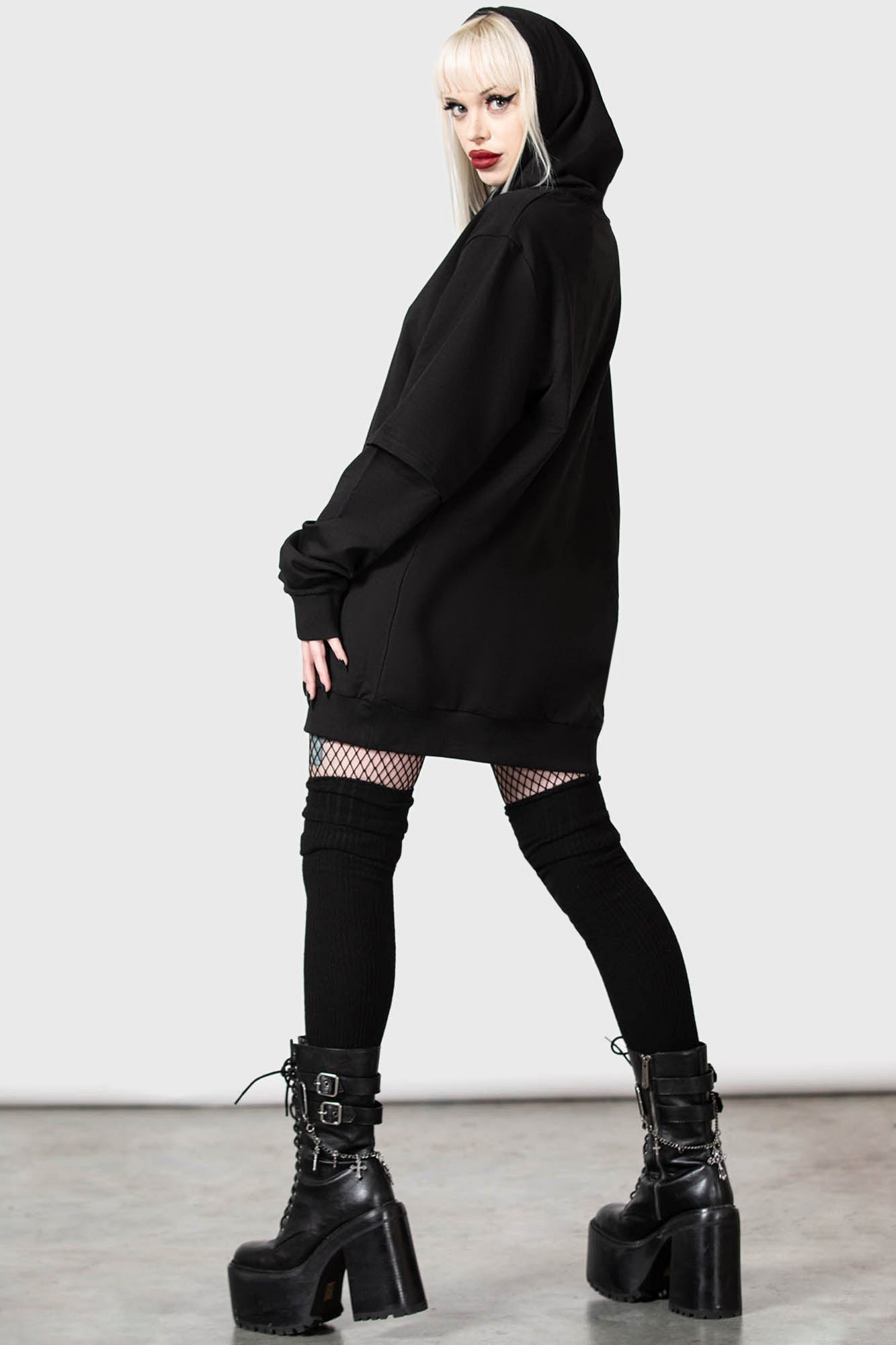 Killstar Bad2the Black Cotton Hoodie with Drawstring