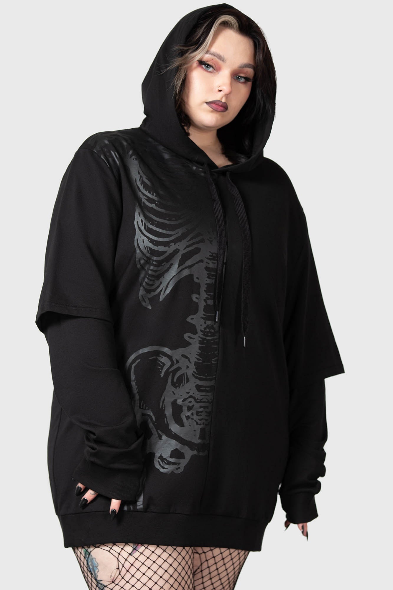 Killstar Bad2the Black Cotton Hoodie with Drawstring