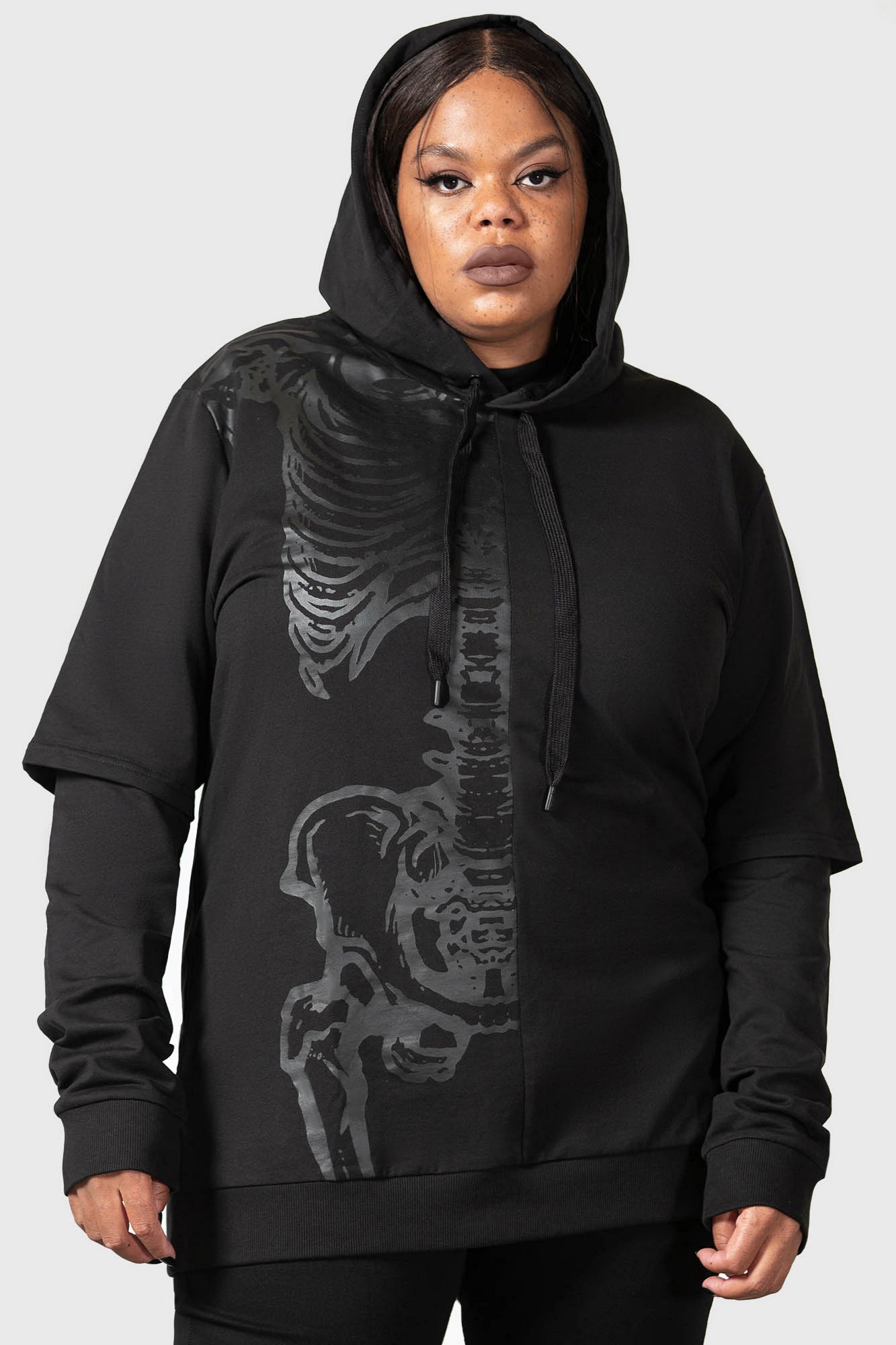 Killstar Bad2the Black Cotton Hoodie with Drawstring