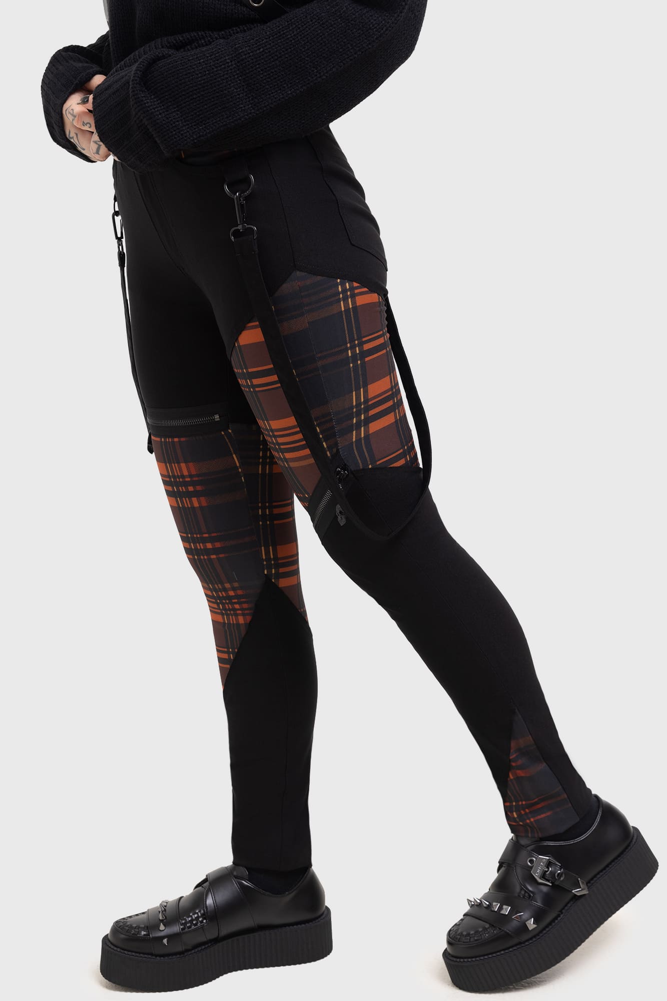 Killstar Amberic Tartan Trousers with Detachable Straps