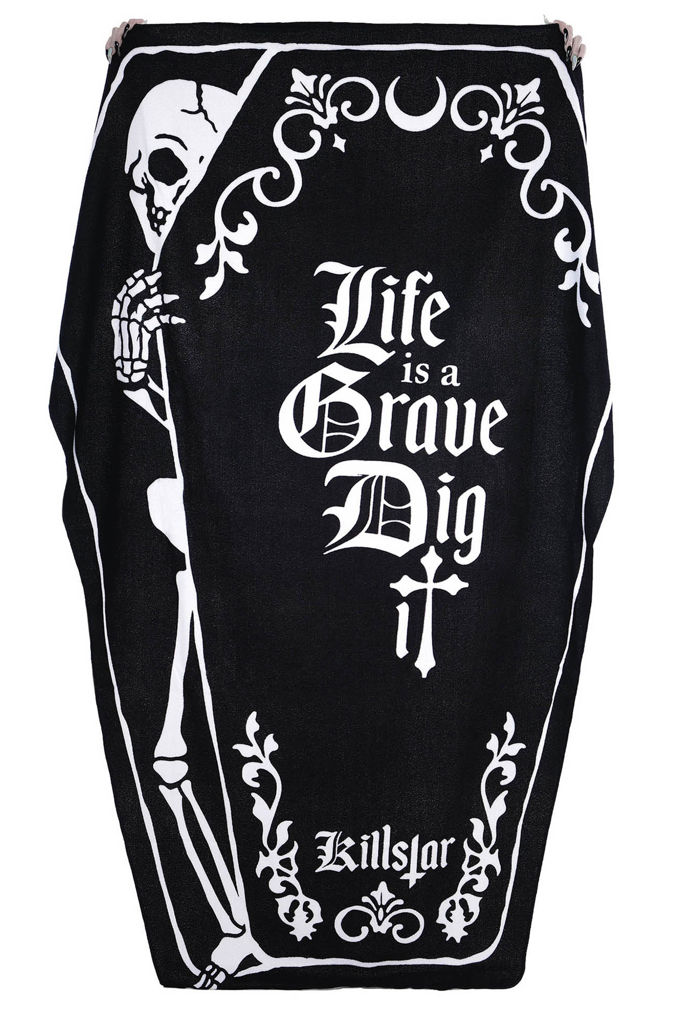 Killstar Coffin Bath Towel - Gothic Soft-Touch Fabric