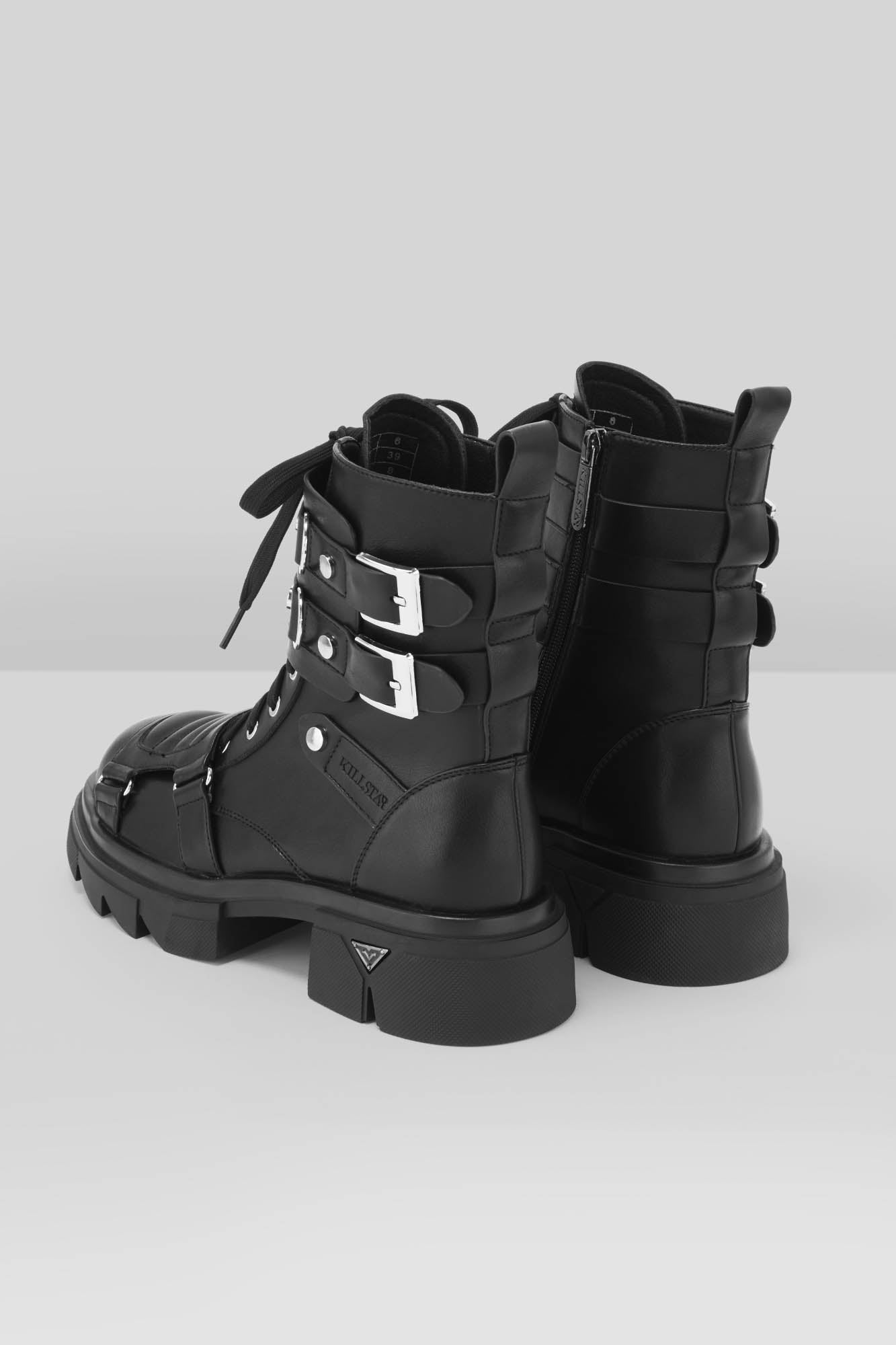 KILLSTAR Dark Machine Chunky Platform Boots with Metal Hardware