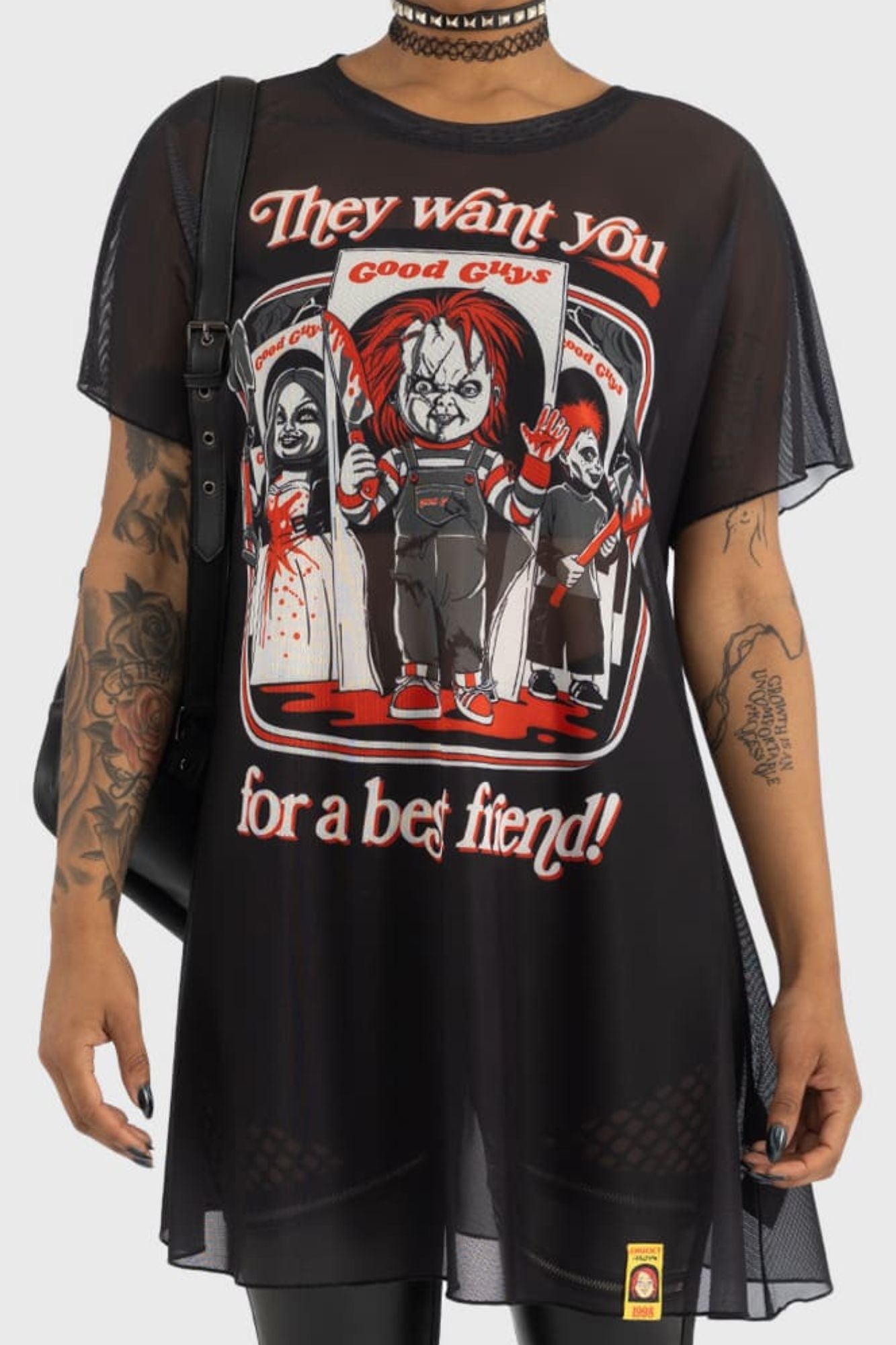 Chucky Graphic Longline Top by Killstar - Sheer Stretch Tee