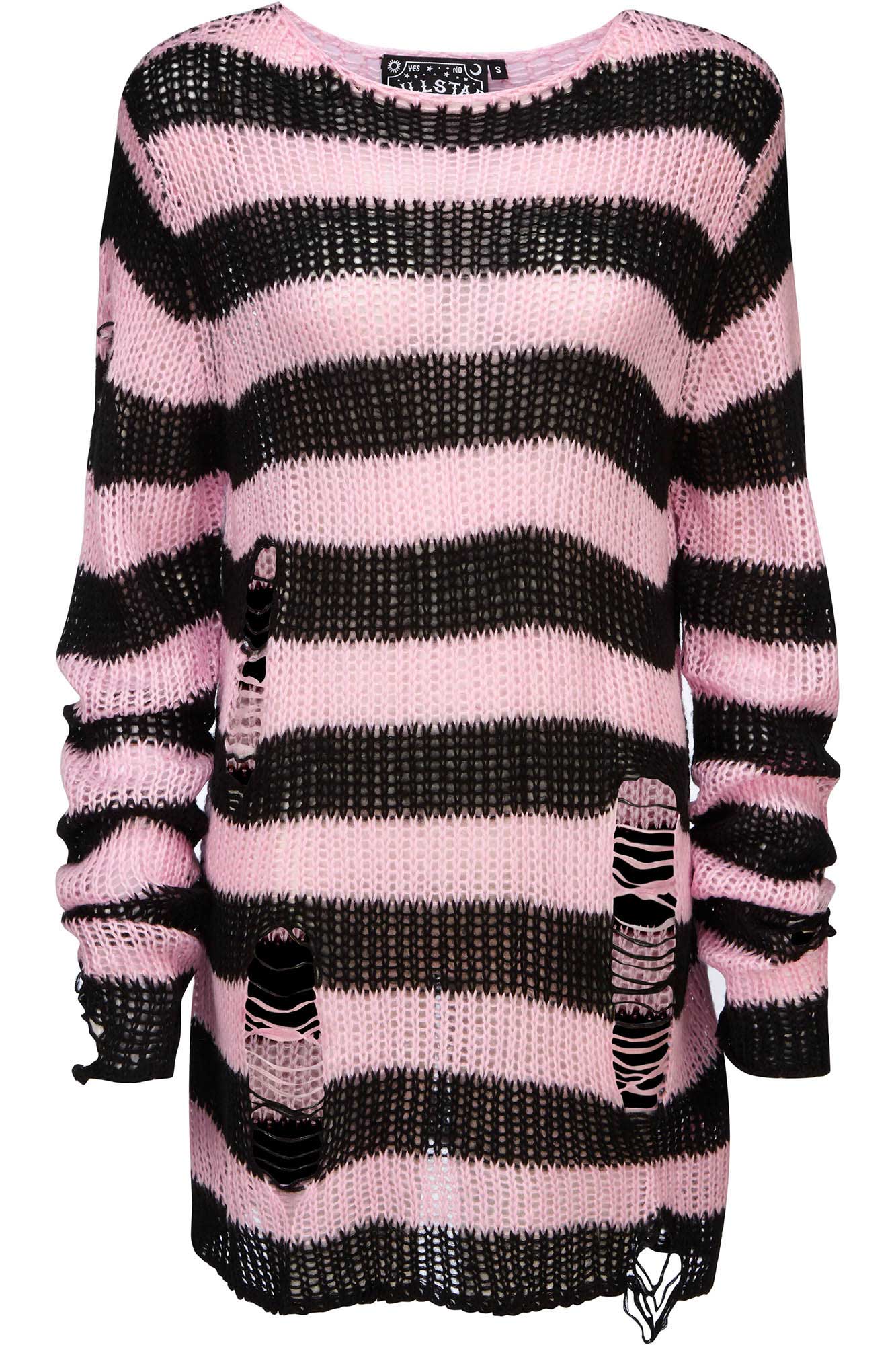 Killstar Bad Blossoms Distressed Knit Sweater - Relaxed Fit