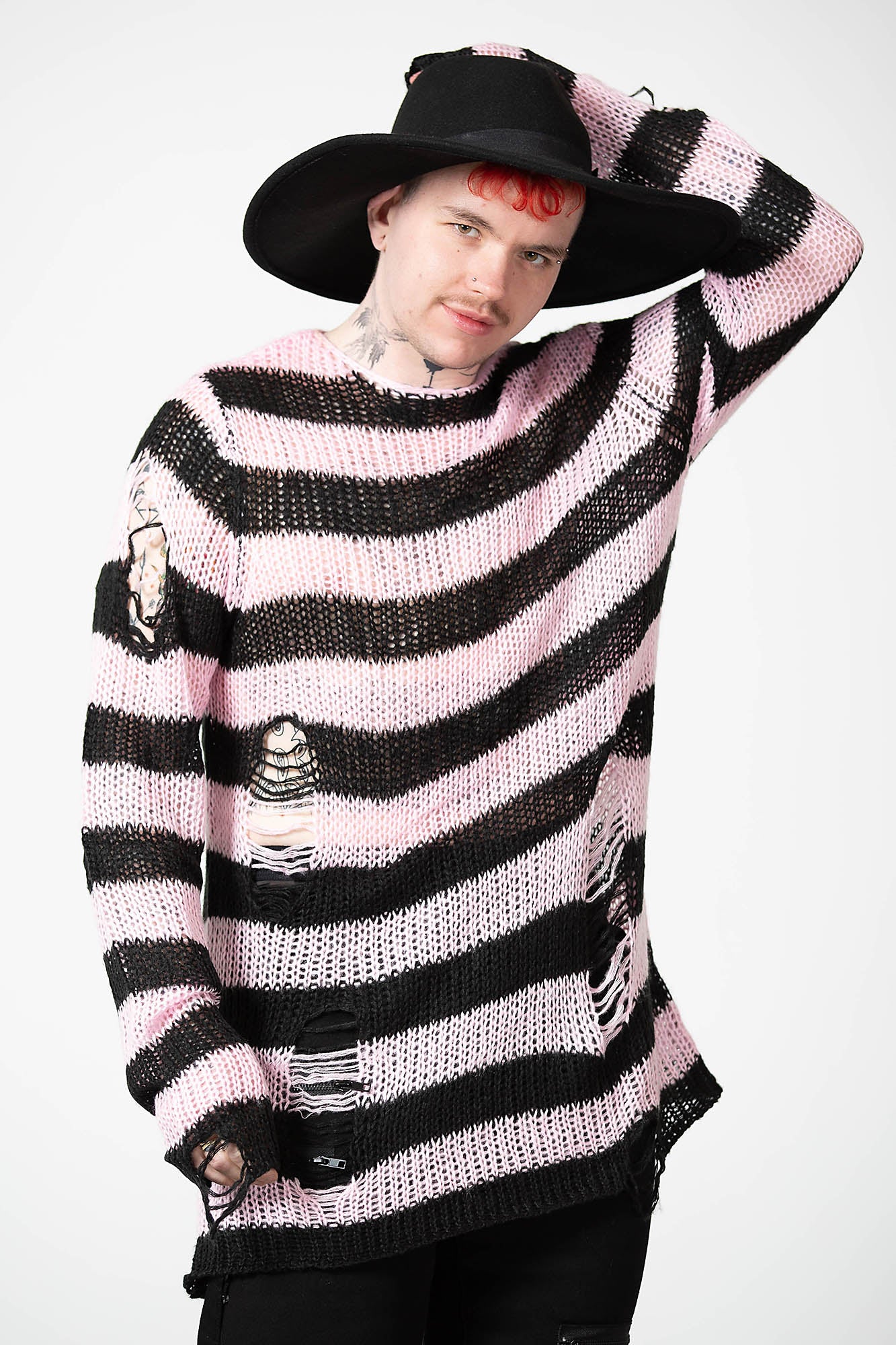 Killstar Bad Blossoms Distressed Knit Sweater - Relaxed Fit