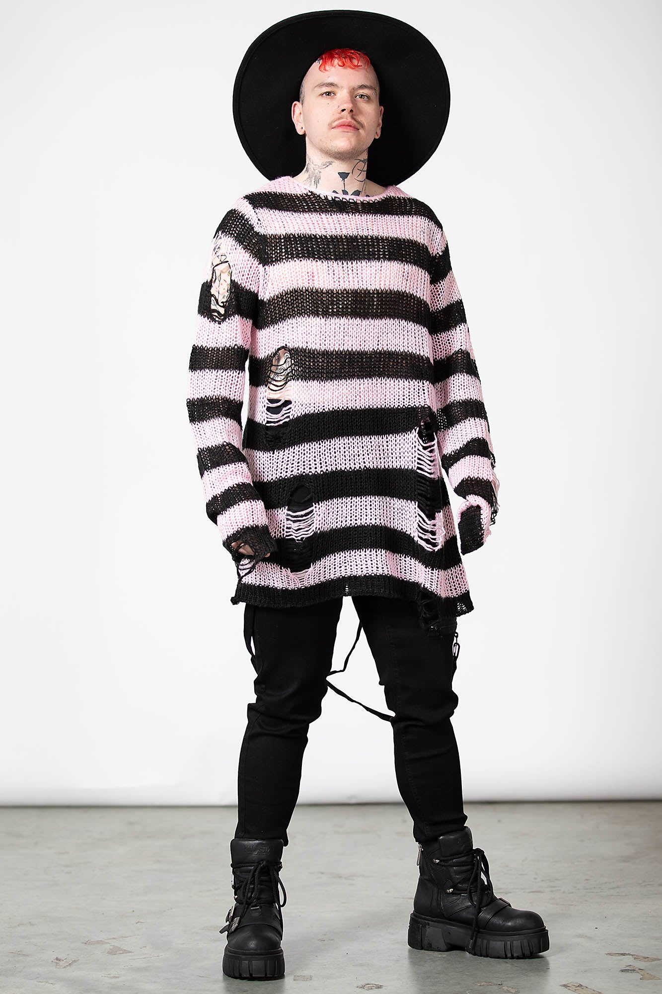 Killstar Bad Blossoms Distressed Knit Sweater - Relaxed Fit