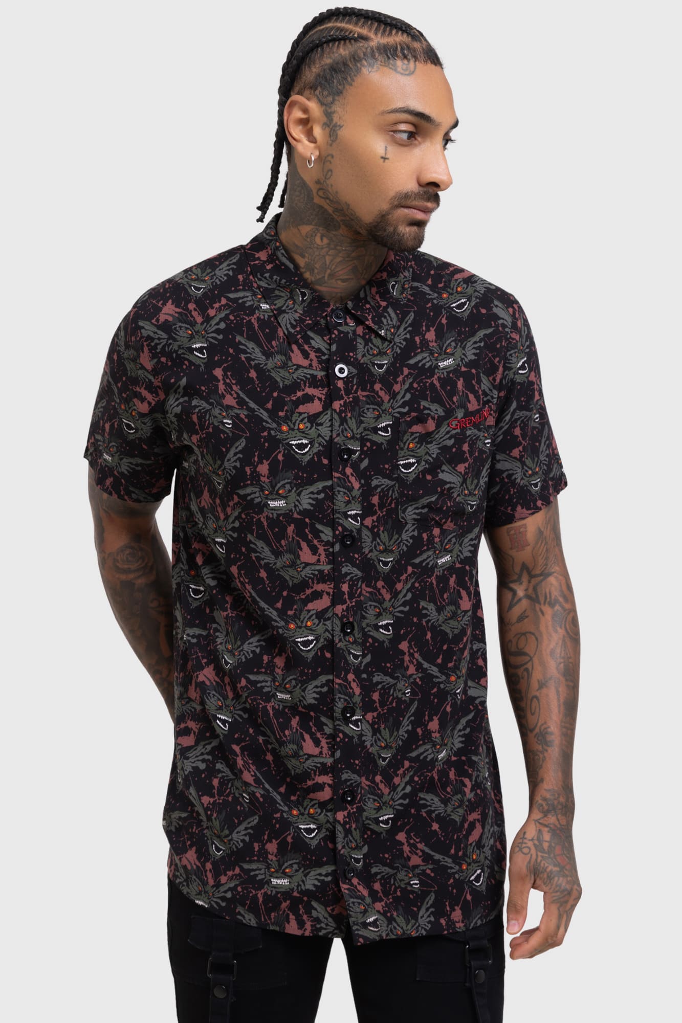 Gremlins After Midnight Short Sleeve Button-Up Shirt