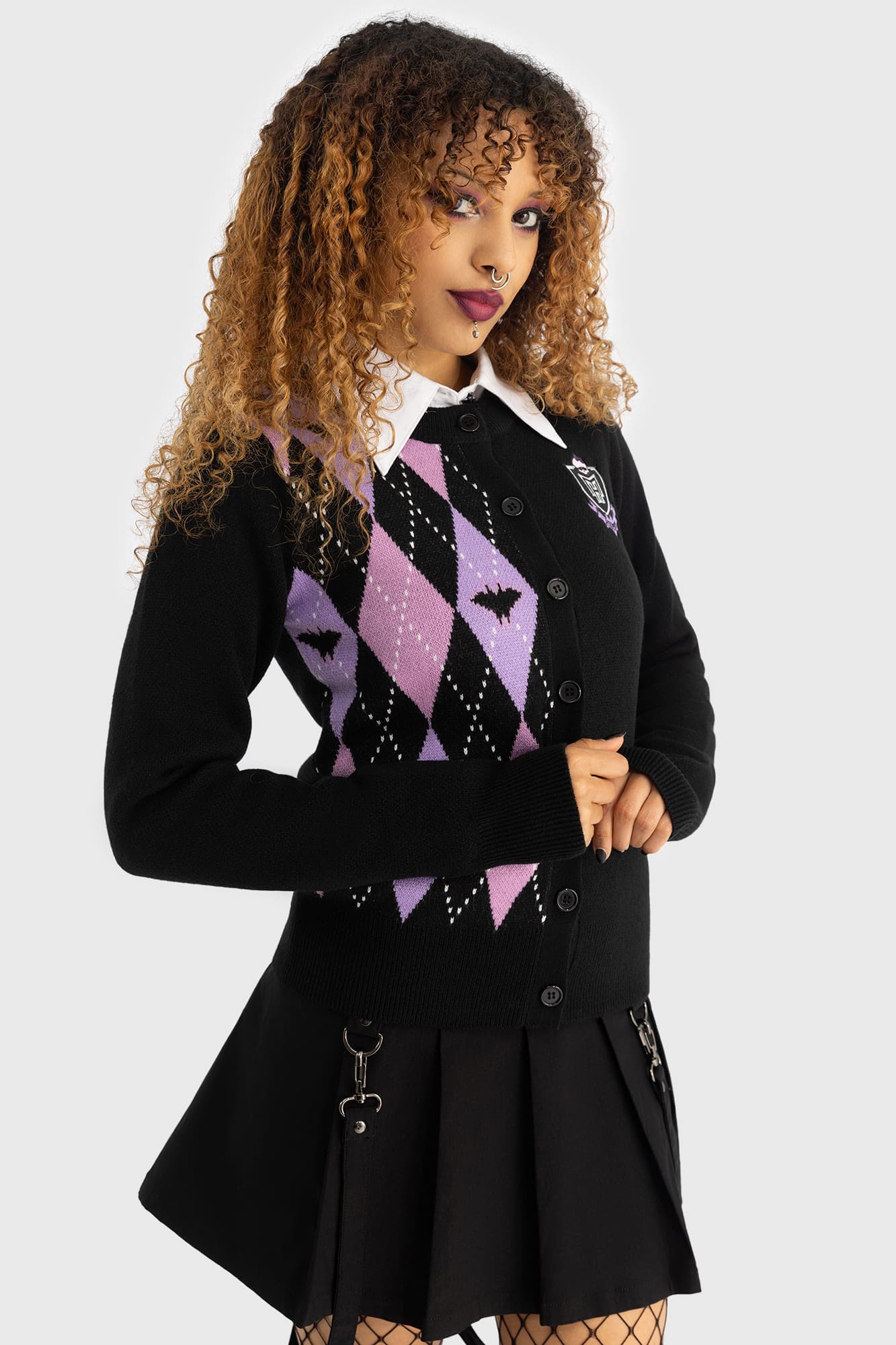 Monster High Fright On Cardigan - Argyle Print, Acrylic Knit