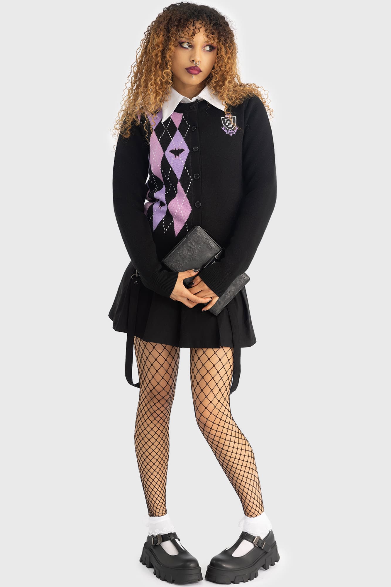 Monster High Fright On Cardigan - Argyle Print, Acrylic Knit