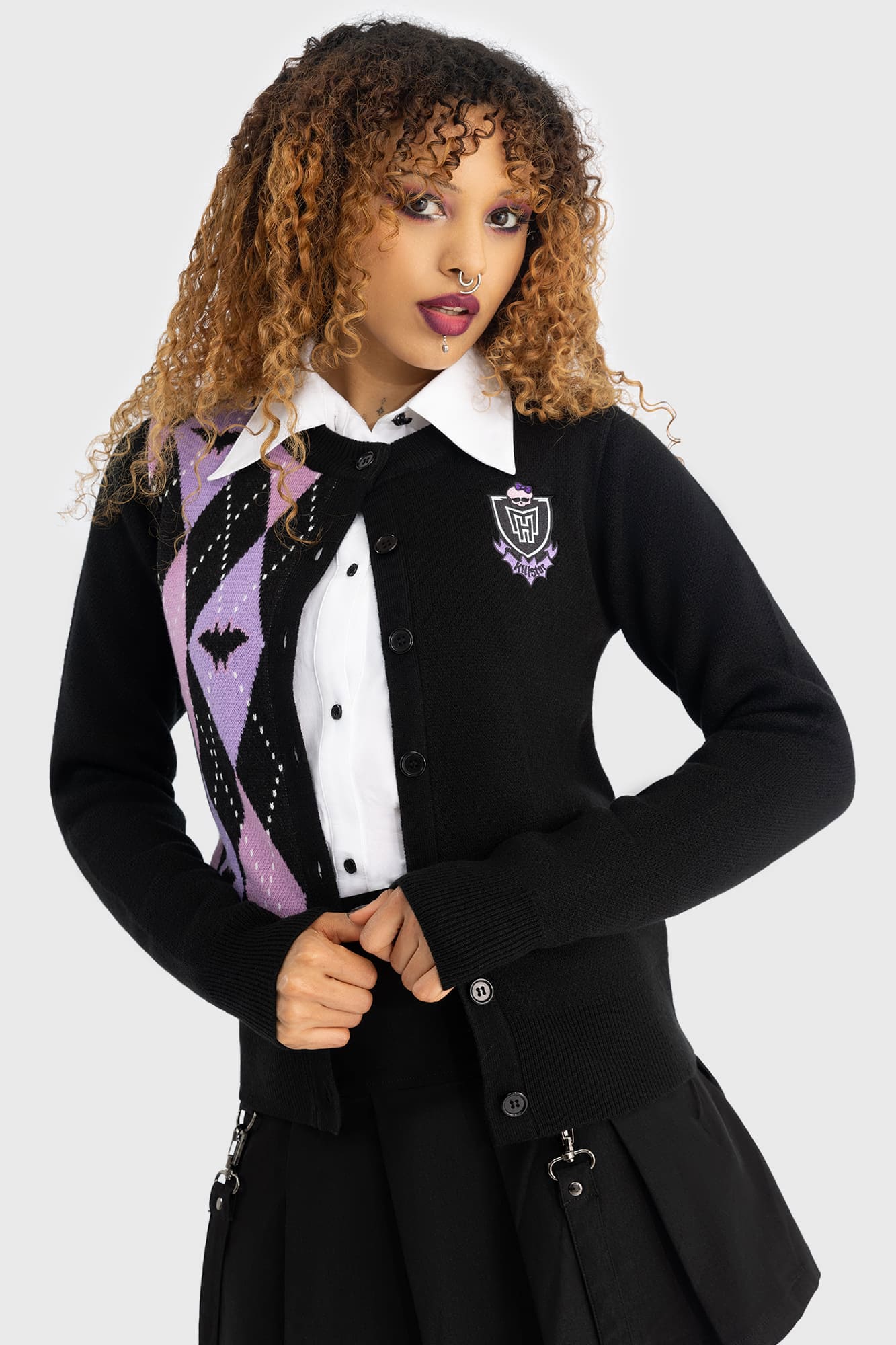 Monster High Fright On Cardigan - Argyle Print, Acrylic Knit