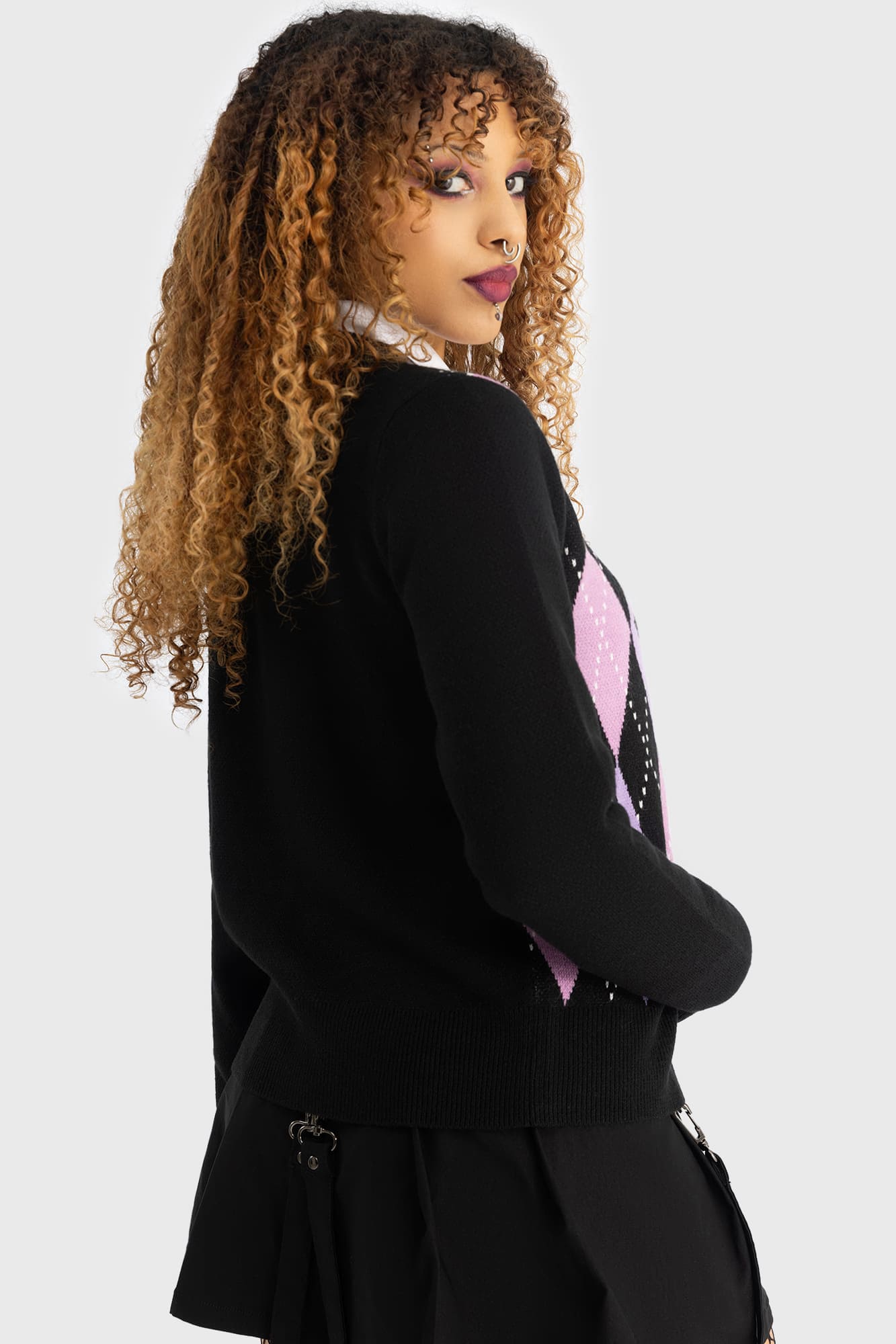 Monster High Fright On Cardigan - Argyle Print, Acrylic Knit