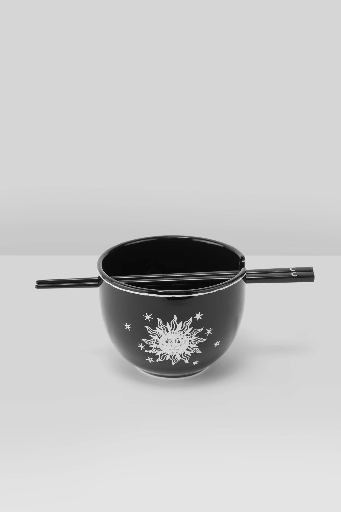 Killstar Cosmosis Black Ceramic Ramen Bowl Set with Chopsticks