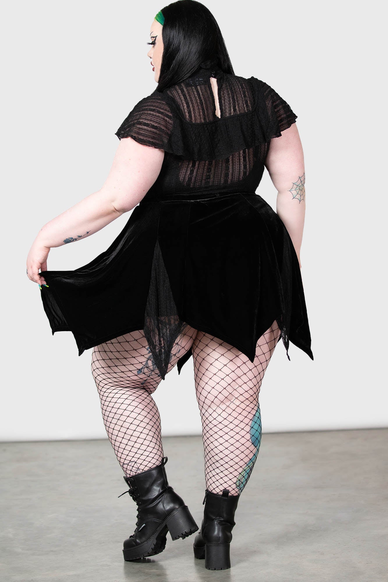 Killstar Atala's Night Lace Top - Sheer Fitted Gothic Blouse