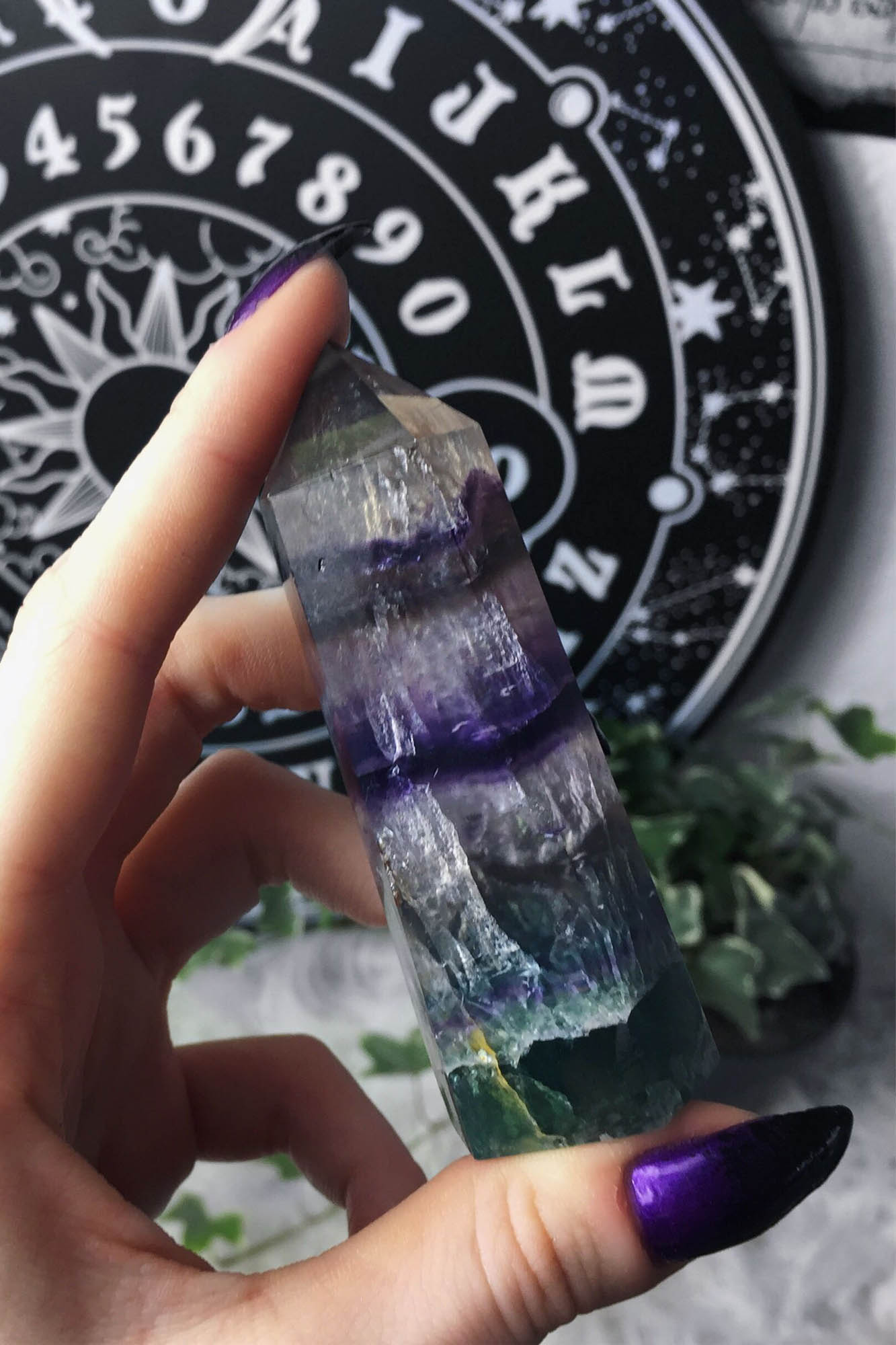 Fluorite Crystal Point - Natural Healing Stone for Meditation 3-4 Inch
