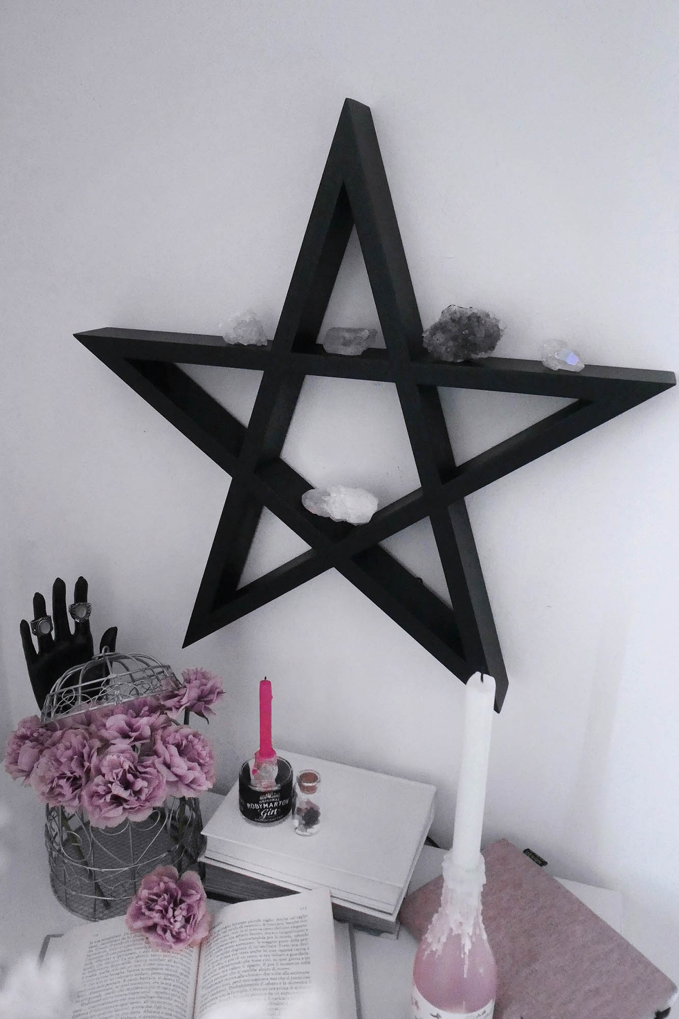 Killstar Black Pentagram Wall Shelf - 54x58 cm MDF Display