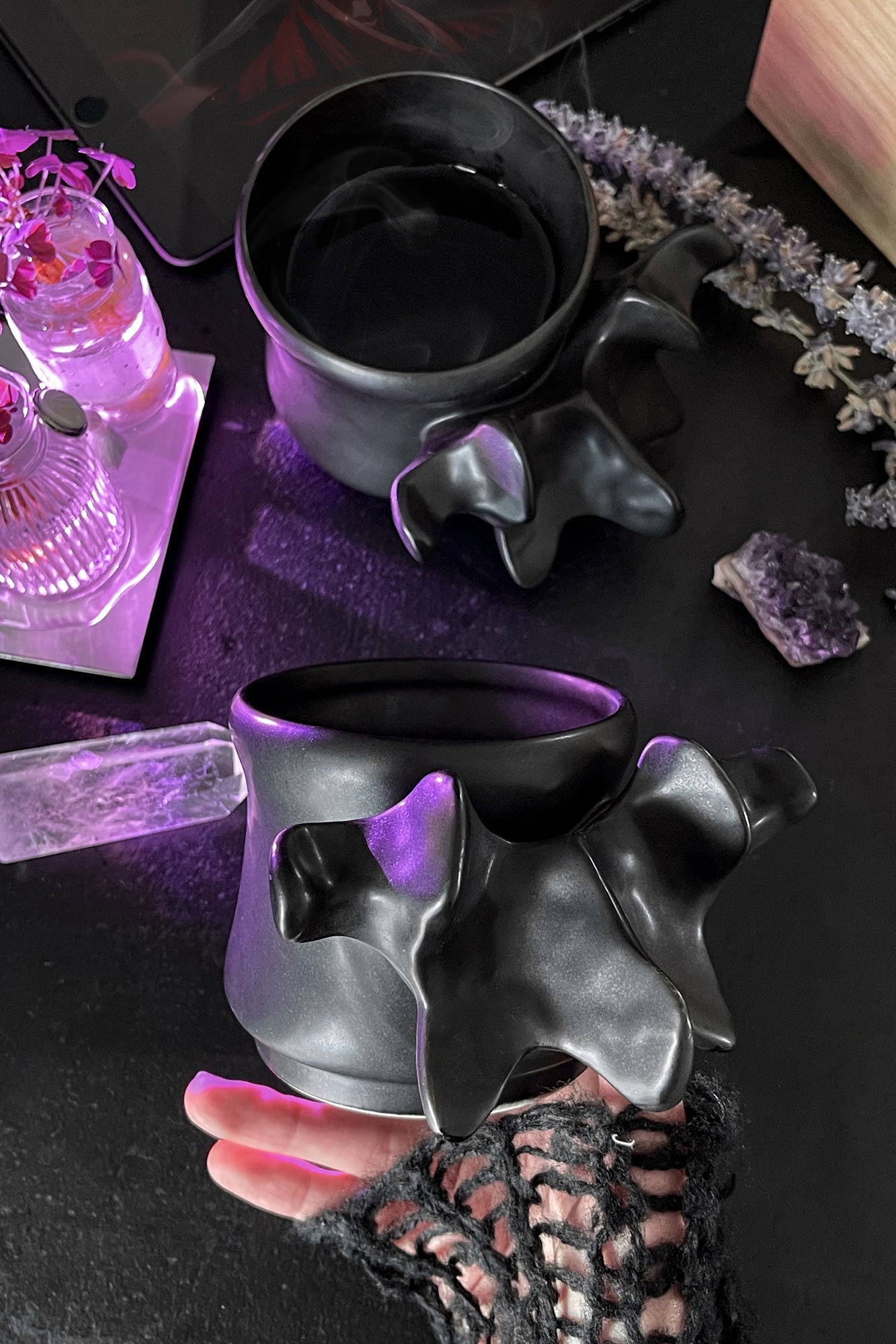 Killstar Ossuary Porcelain Stackable Cups - Set of 2