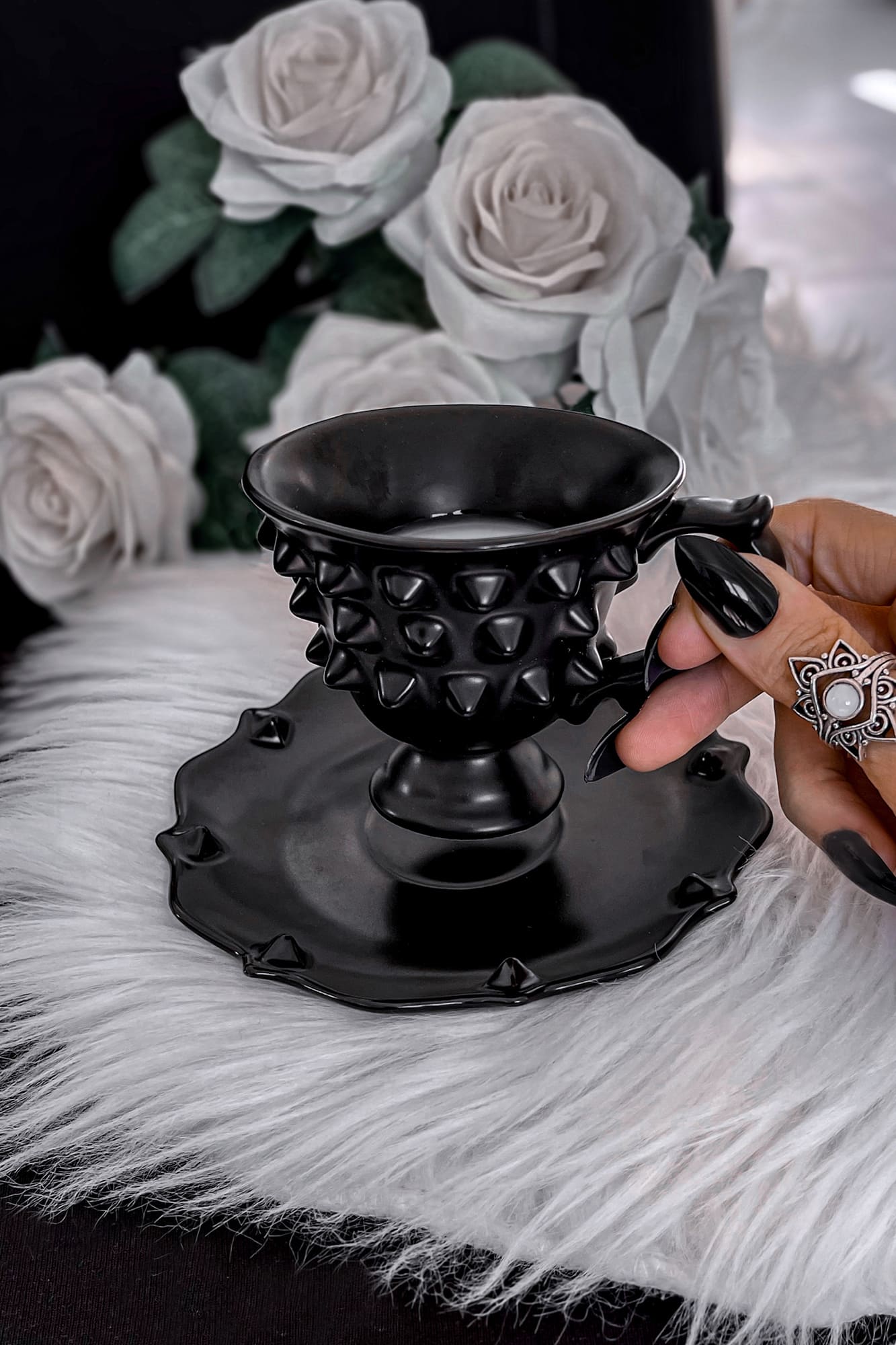Killstar Punktorian Gothic Ceramic Teacup & Saucer Set