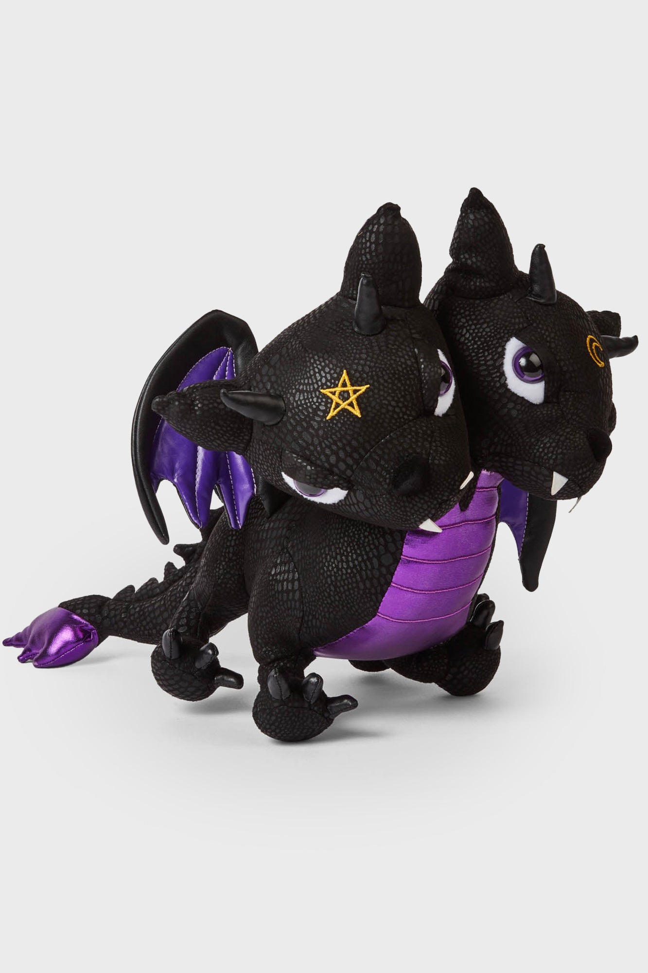 Tiamat Dragon Plush Toy - Two-Headed, Purple Scaled, 12.5" Huggable