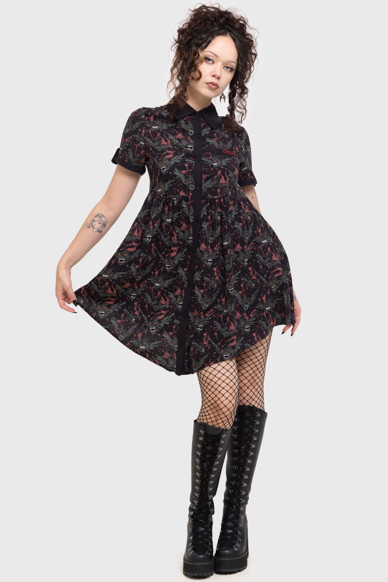 Gremlins Shirt Dress with Pockets - Killstar Licensed Mini Dress