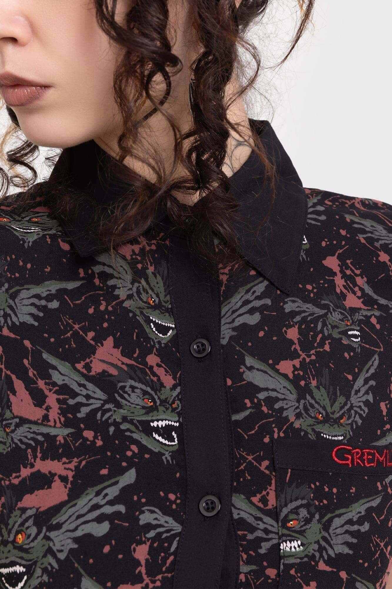 Gremlins Shirt Dress with Pockets - Killstar Licensed Mini Dress