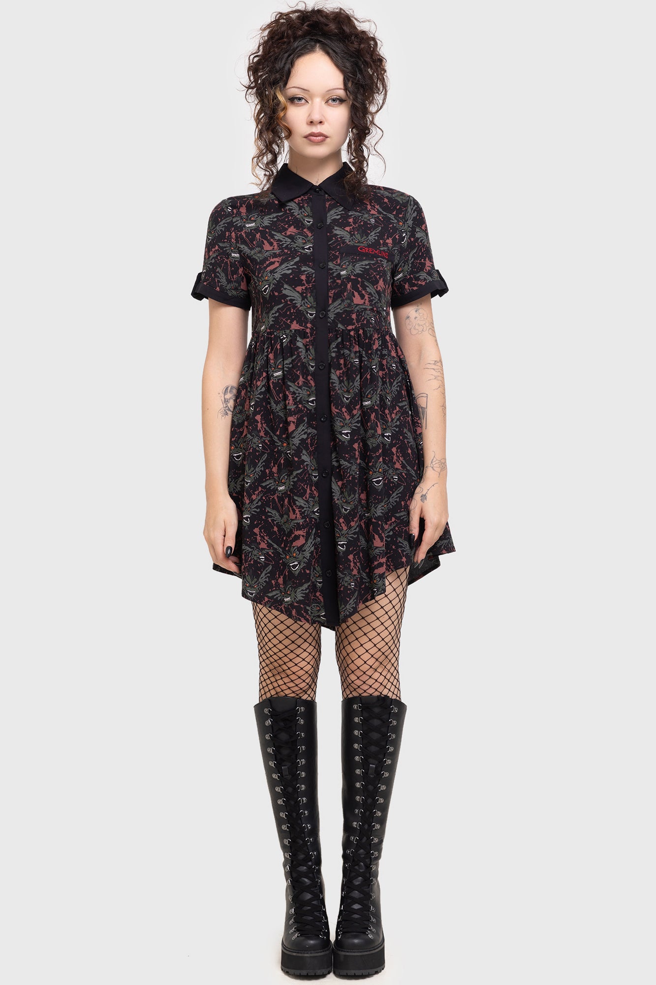 Gremlins Shirt Dress with Pockets - Killstar Licensed Mini Dress