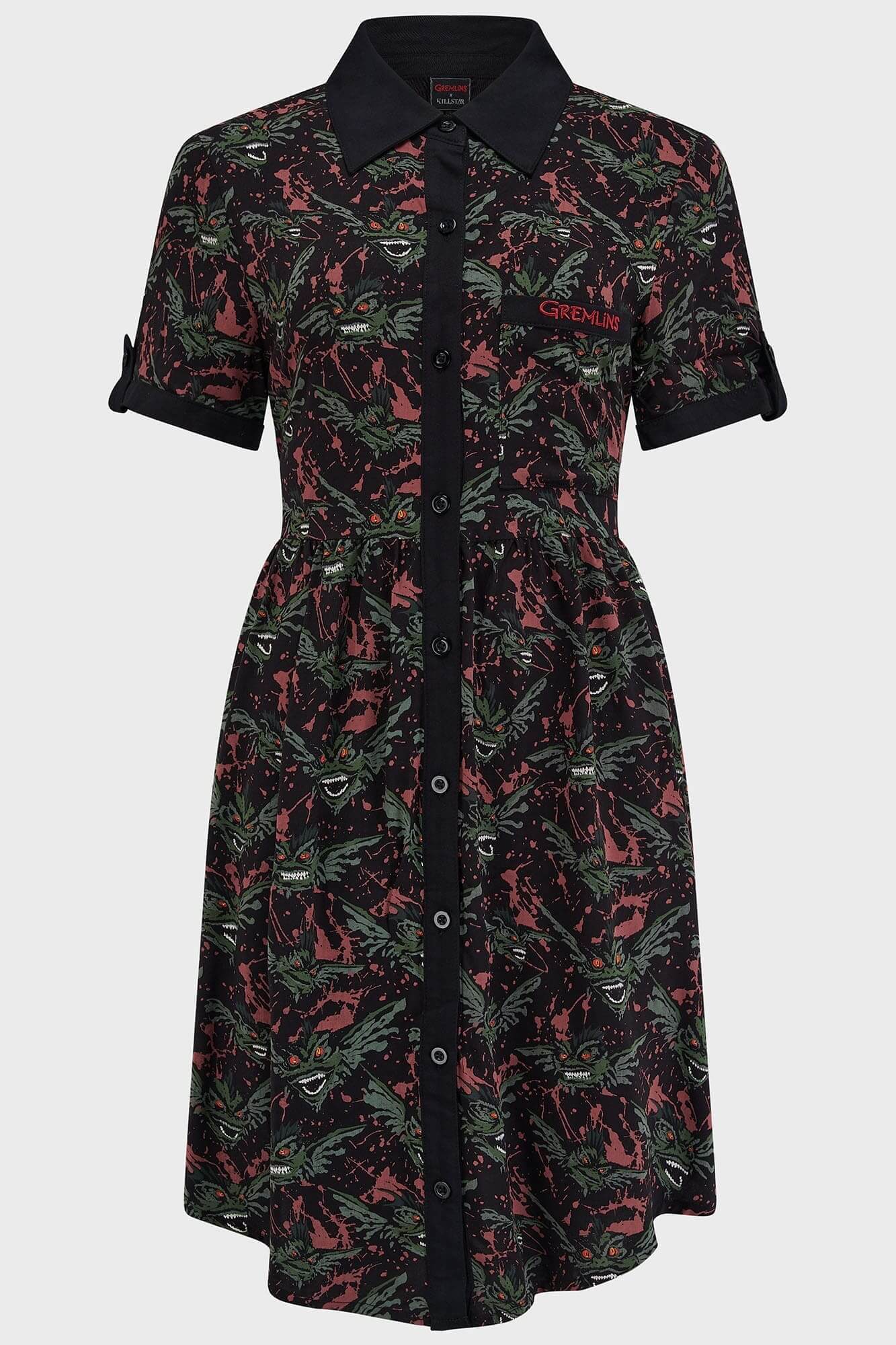 Gremlins Shirt Dress with Pockets - Killstar Licensed Mini Dress