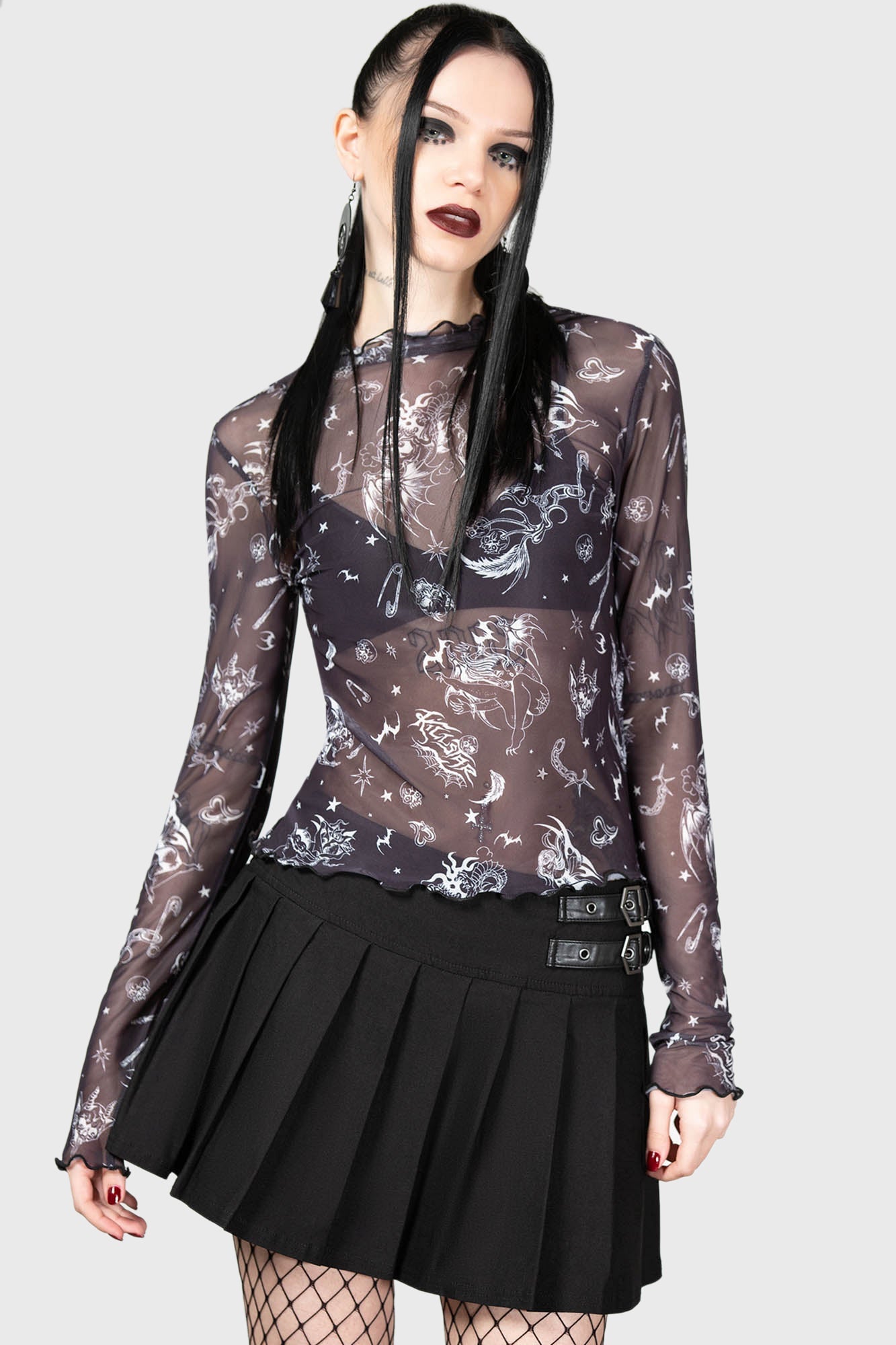 KILLSTAR Sheenah Mini Pleated Skirt with Buckle Details