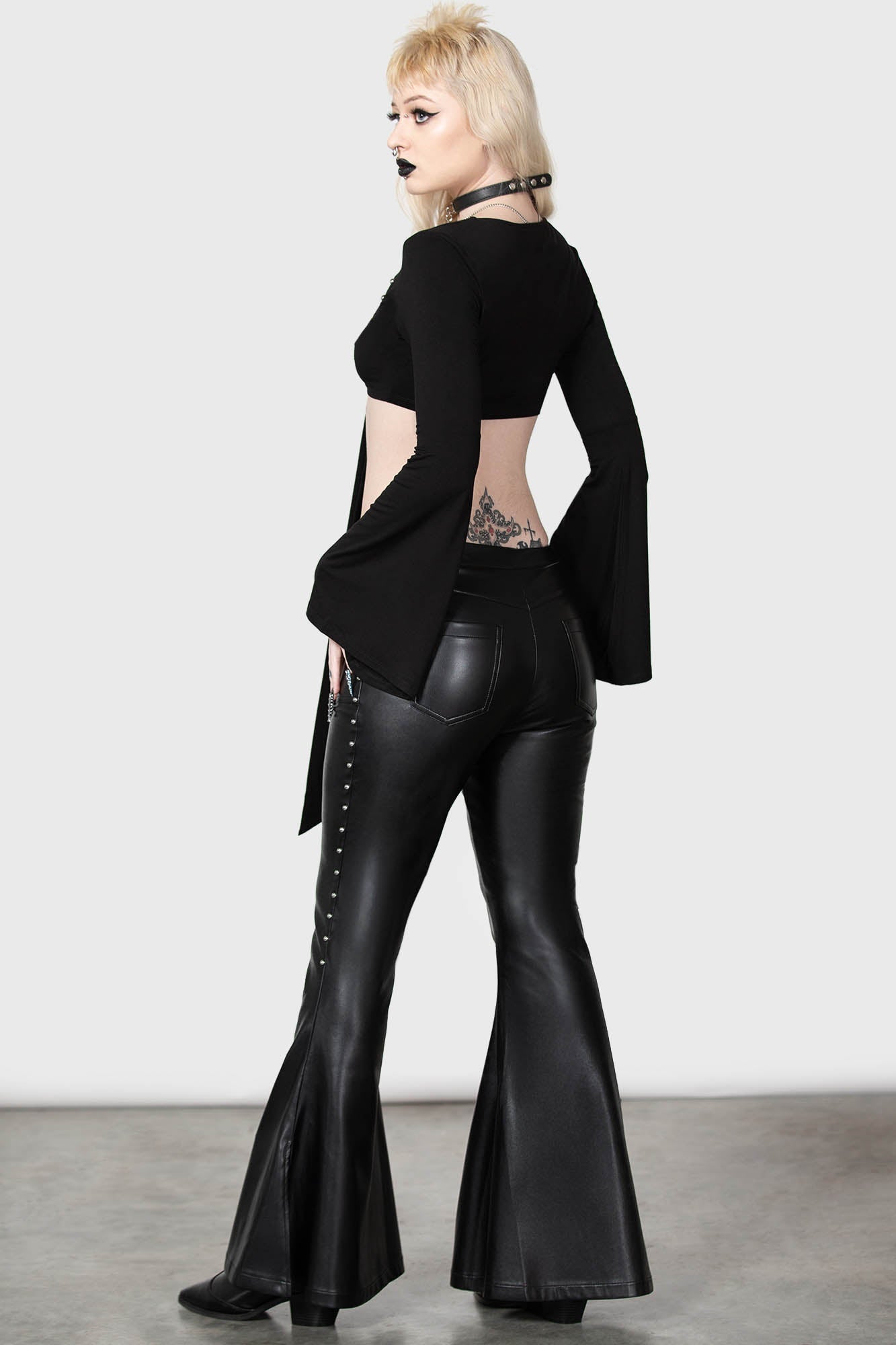 Killstar Sulfuric Magma Flared PU Leather Pants