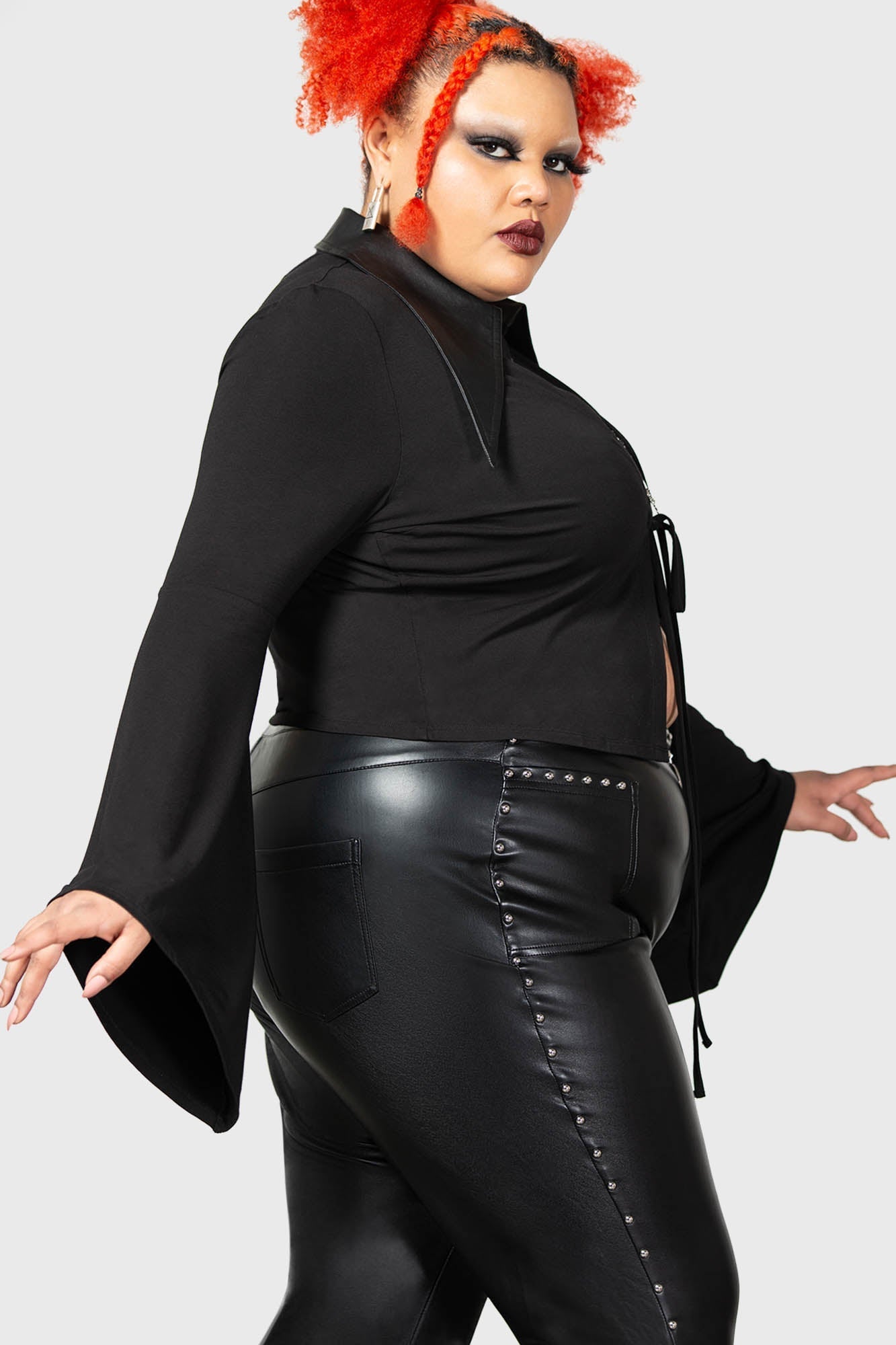 Killstar Sulfuric Magma Flared PU Leather Pants