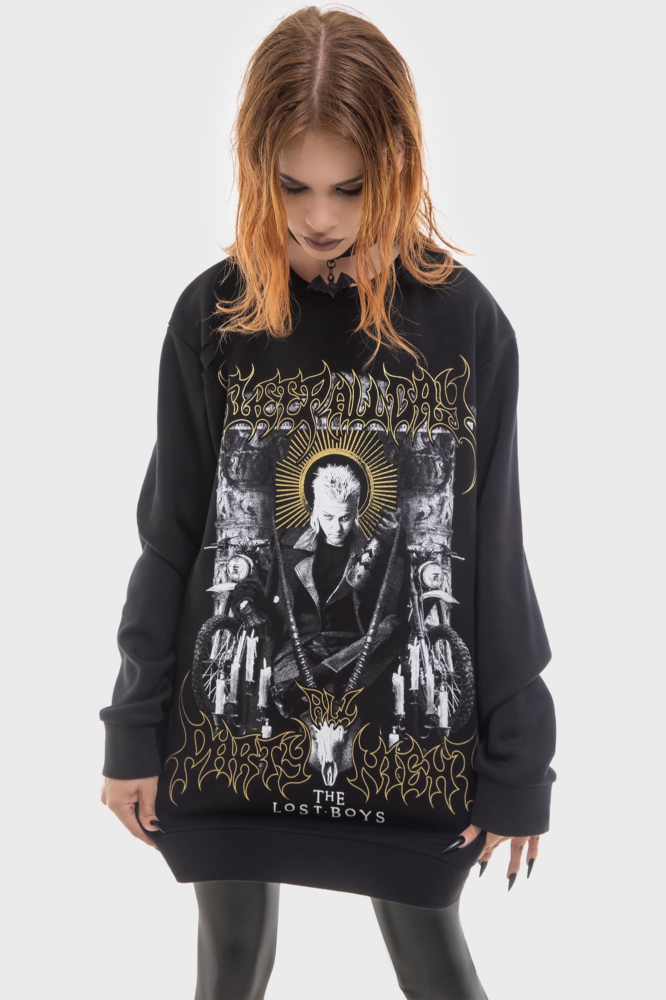 Lost Boys Sleep All Day Graphic Sweatshirt - Distressed Foil Print