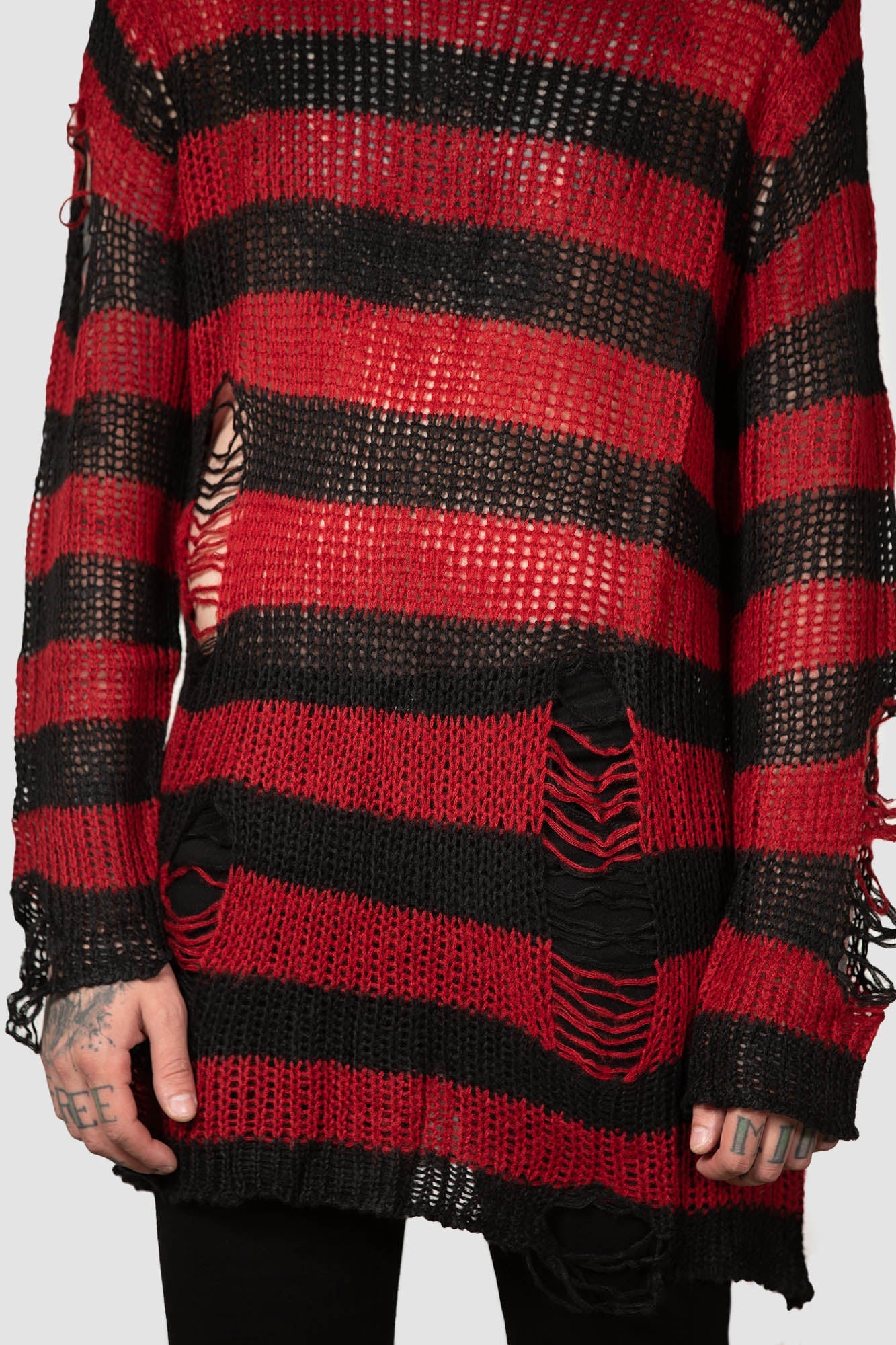 Killstar Total Horror Knit Sweater - Distressed Gothic Long Sleeve