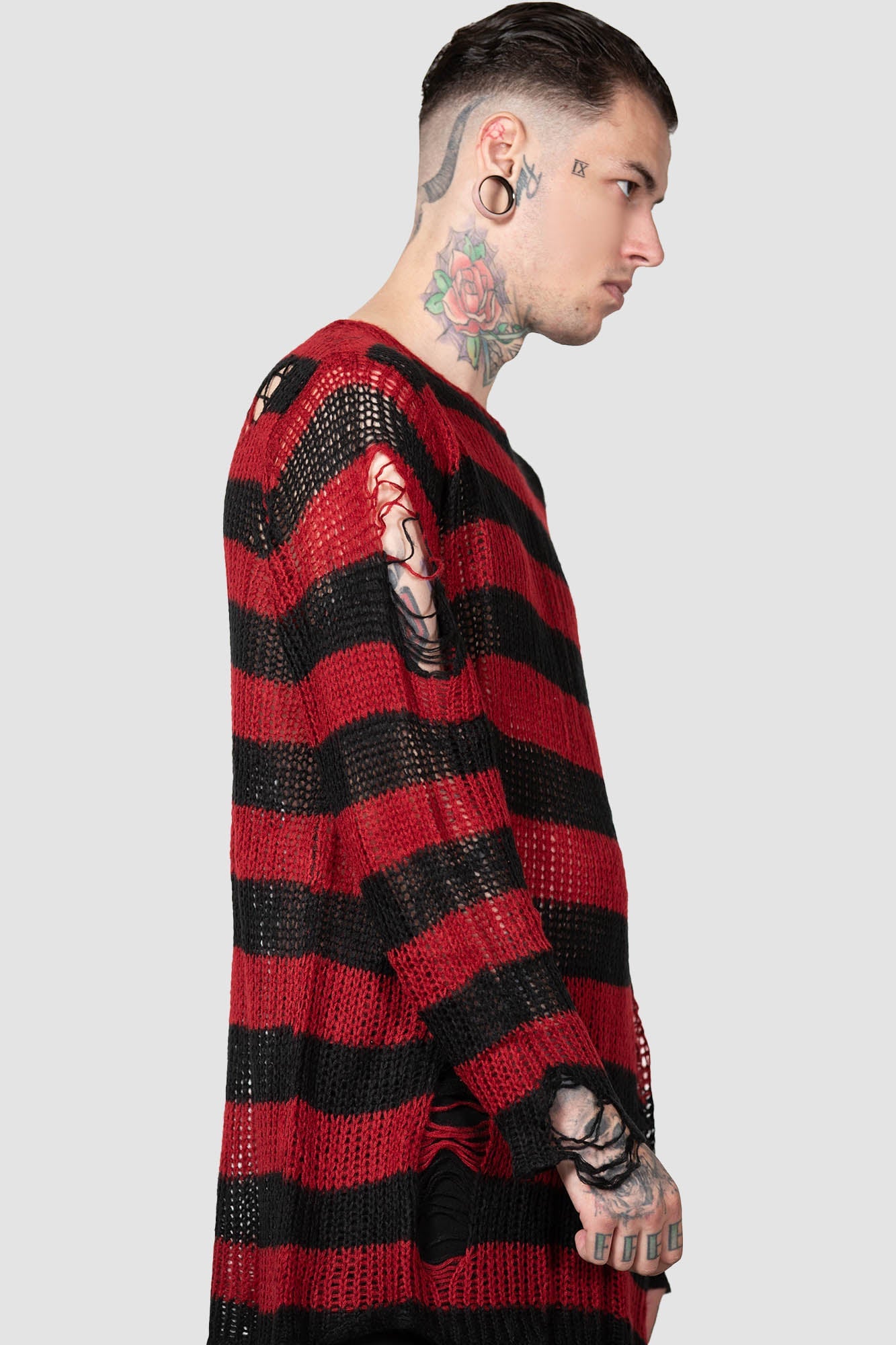 Killstar Total Horror Knit Sweater - Distressed Gothic Long Sleeve