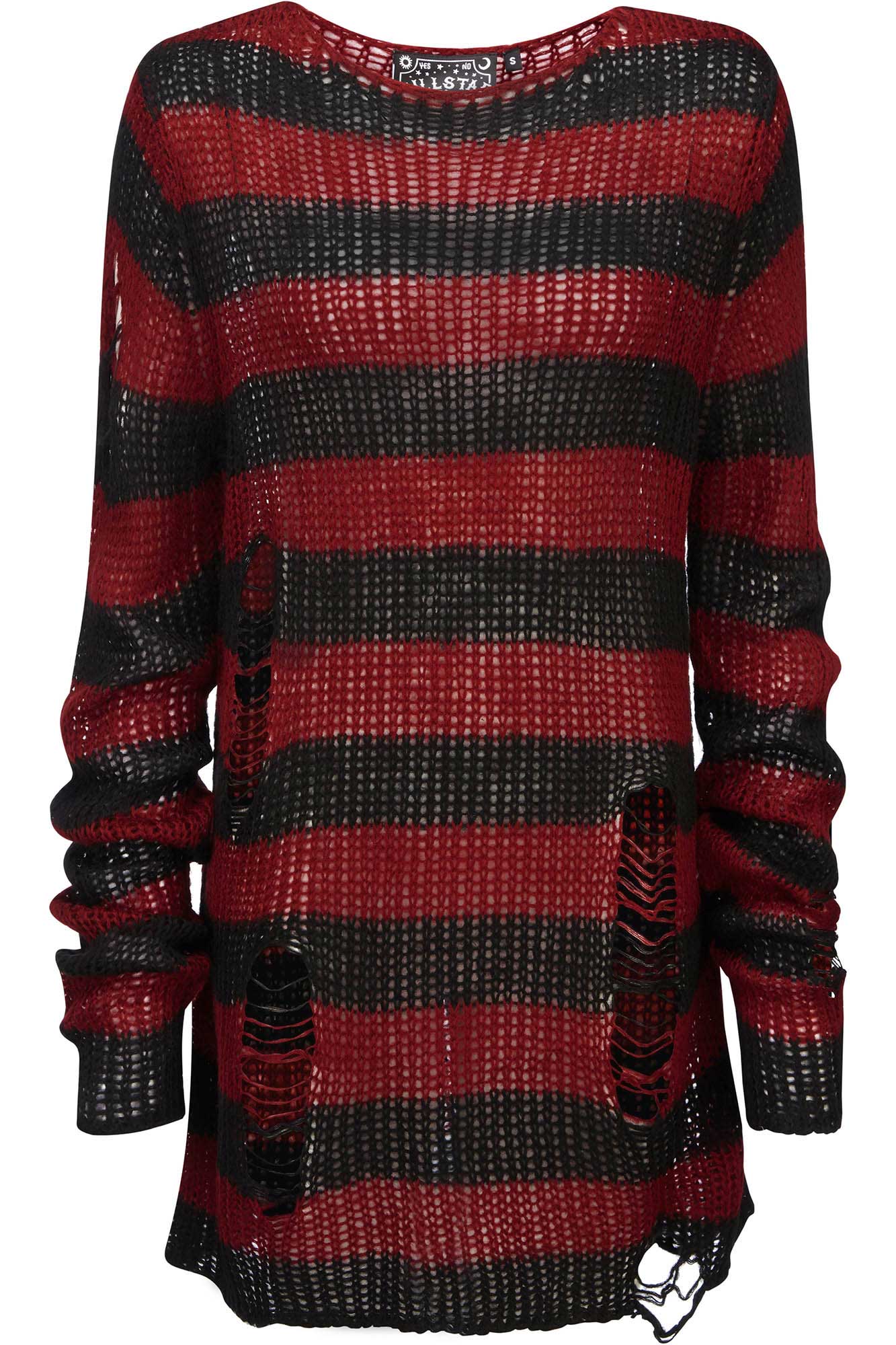 Killstar Total Horror Knit Sweater - Distressed Gothic Long Sleeve