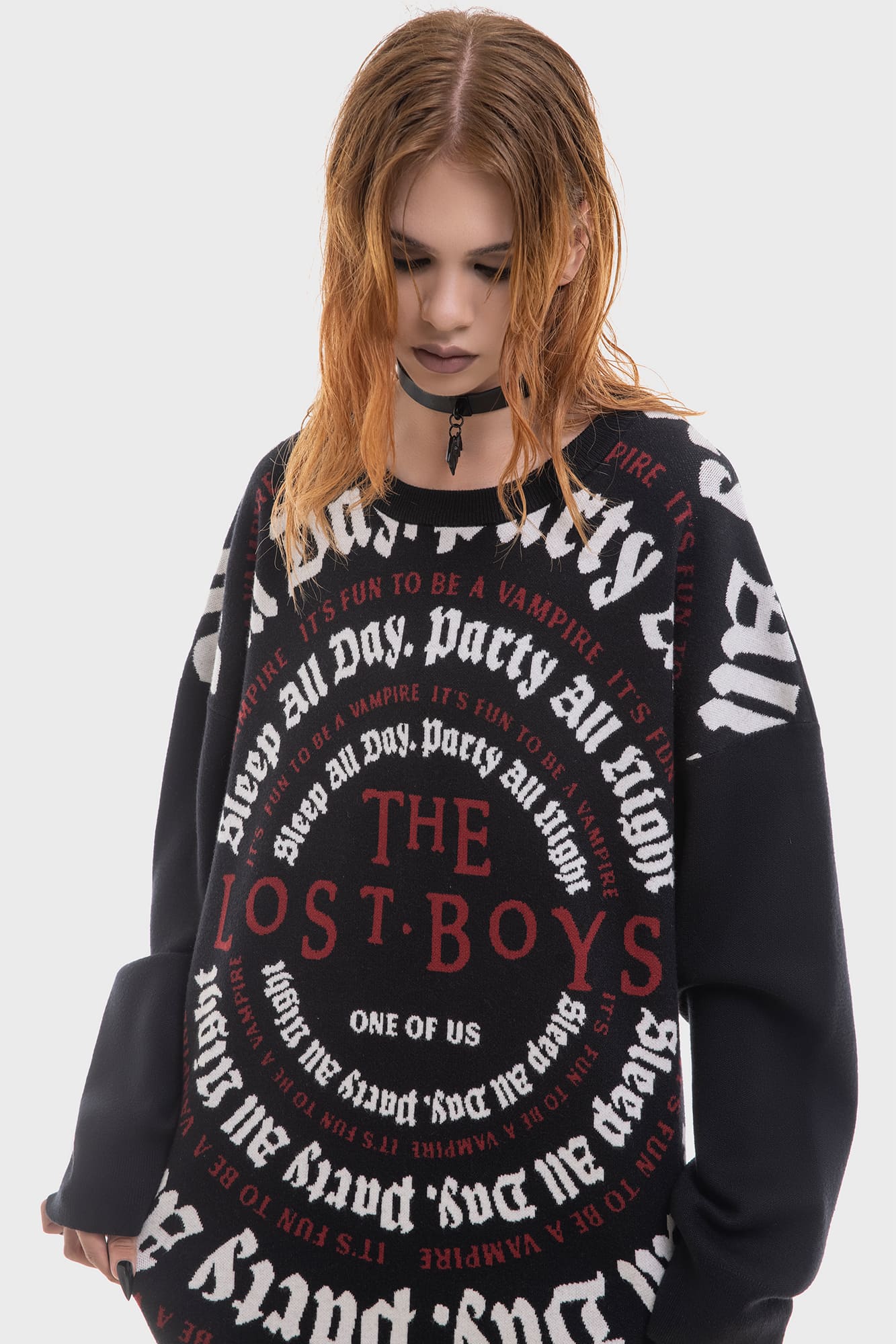 Lost Boys Party All Night Sweater - Soft Knit Graphic Crewneck
