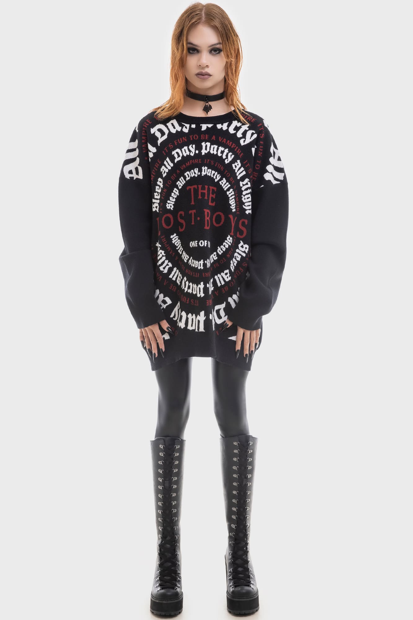 Lost Boys Party All Night Sweater - Soft Knit Graphic Crewneck
