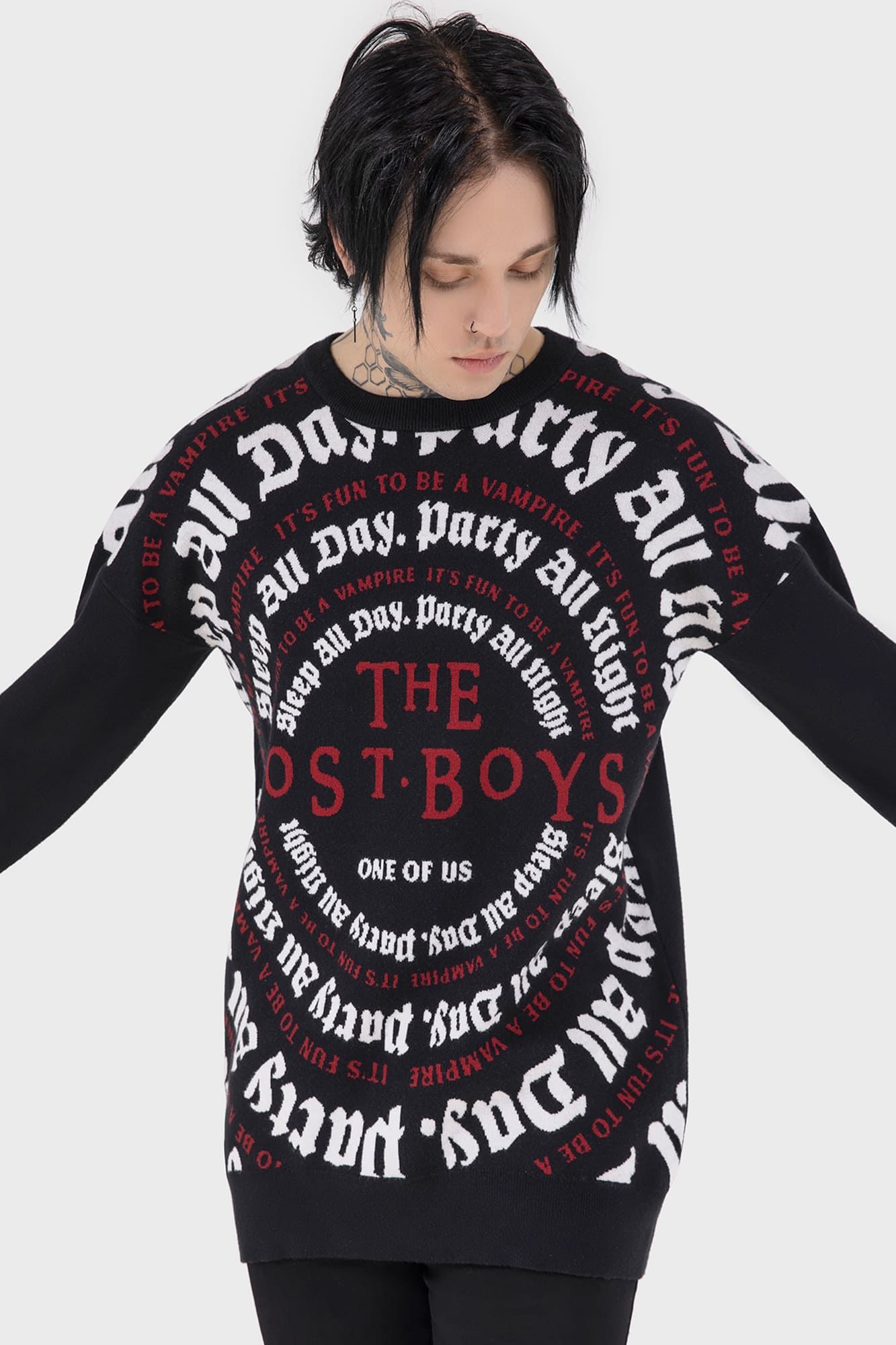 Lost Boys Party All Night Sweater - Soft Knit Graphic Crewneck