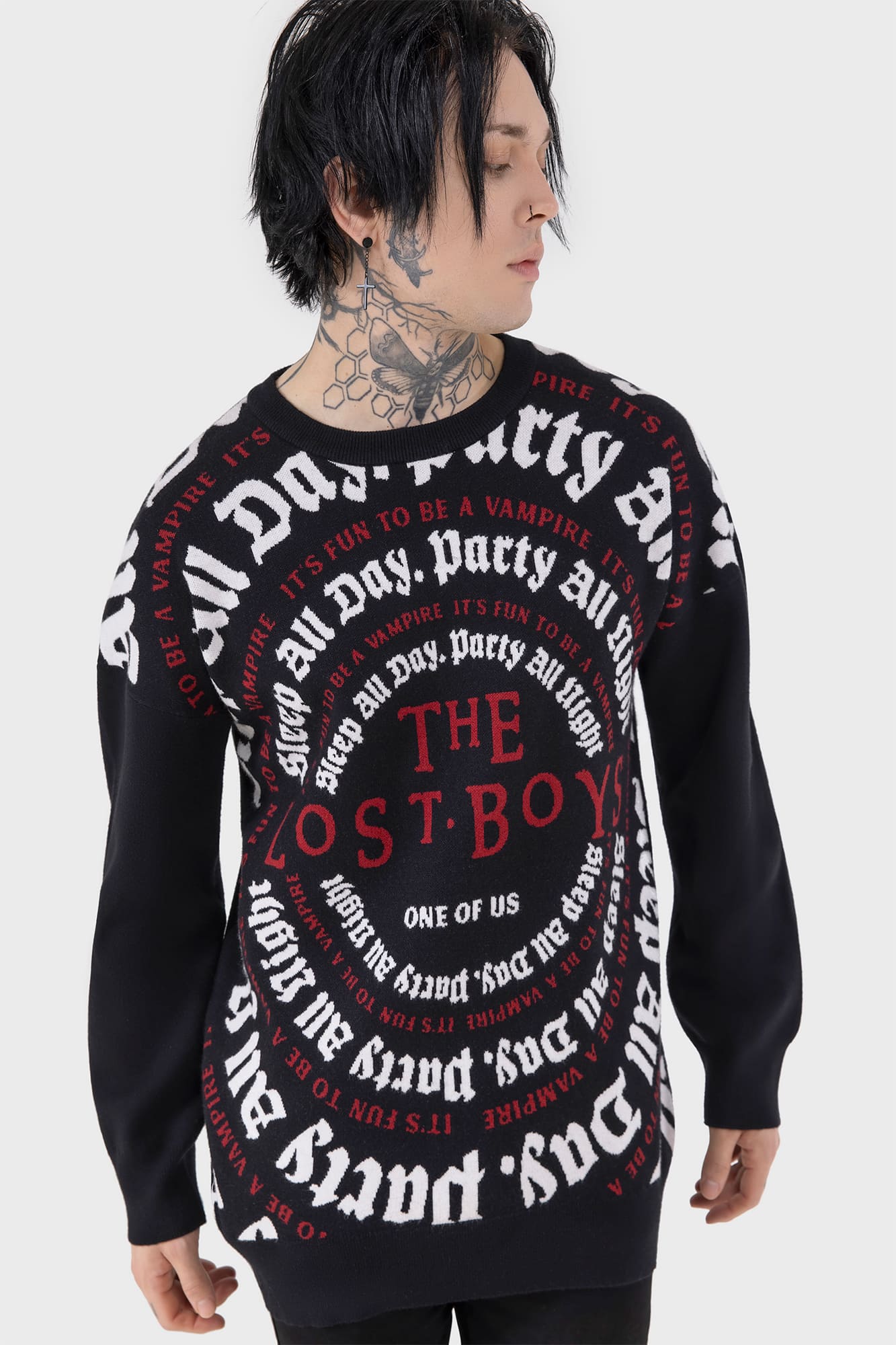 Lost Boys Party All Night Sweater - Soft Knit Graphic Crewneck