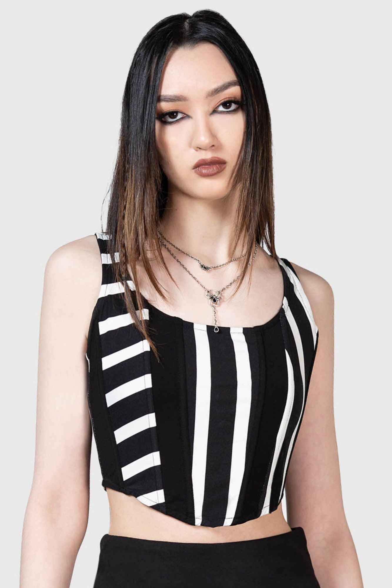 Killstar Zoyas Terror Corset Top - Adjustable Straps & Zip Closure