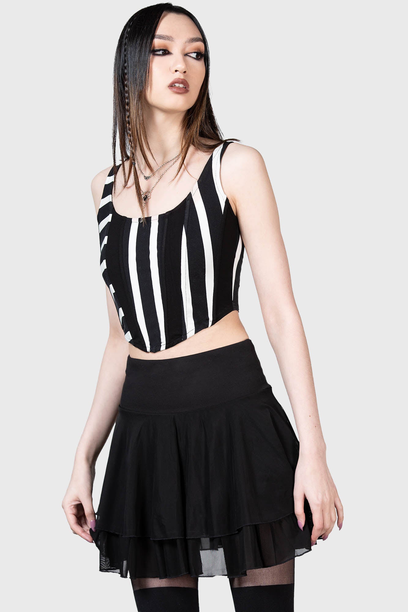 Killstar Zoyas Terror Corset Top - Adjustable Straps & Zip Closure